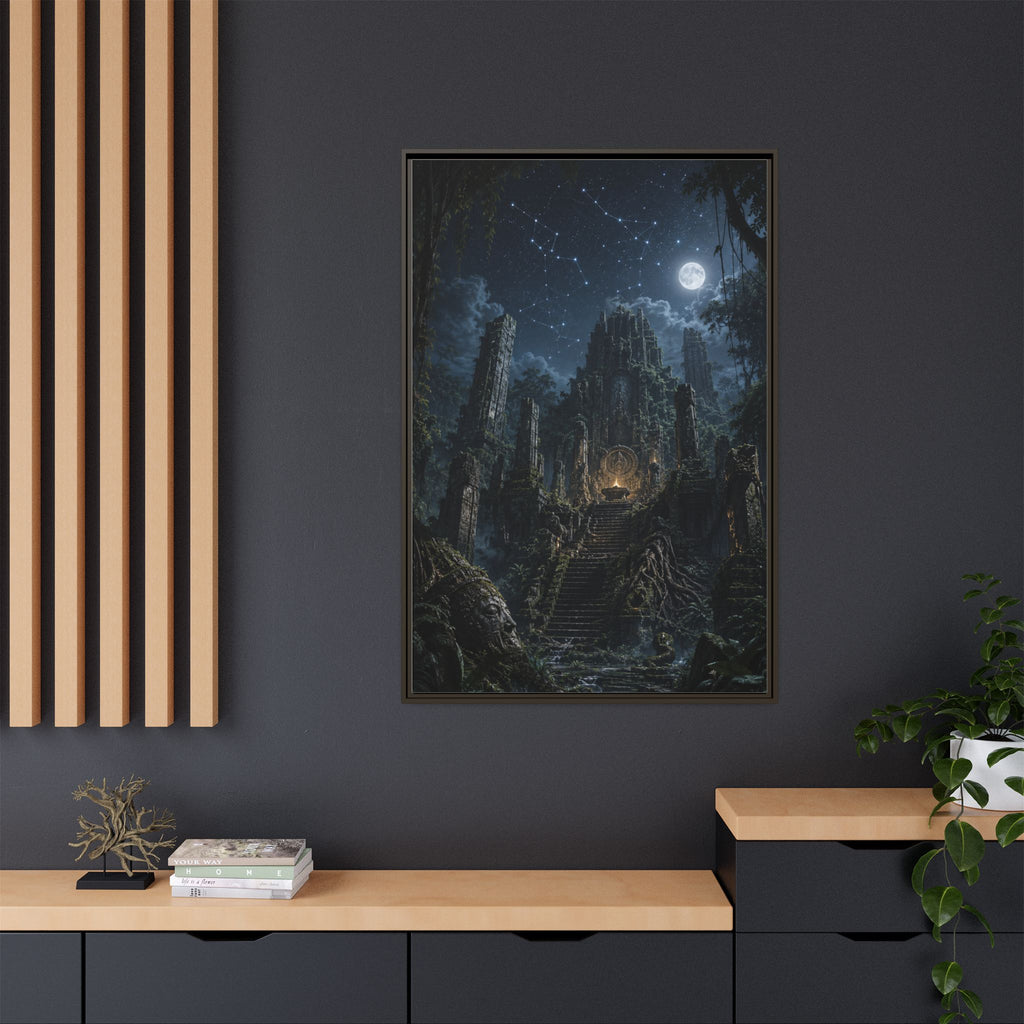 Framed Matte Canvas - Moonlit Ruins Fantasy Wall Art