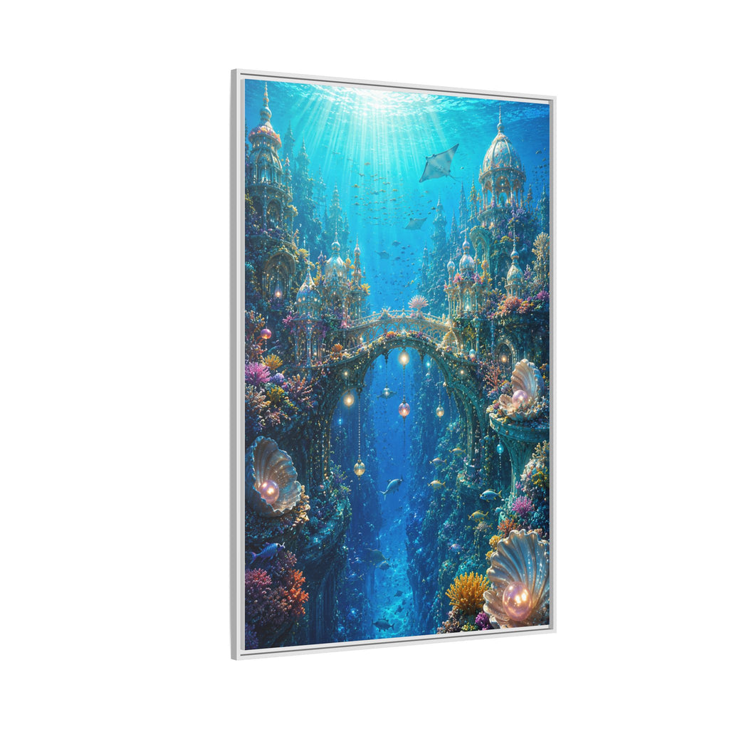 Underwater Fantasy Canvas Print — Framed Matte Ocean City Wall Art