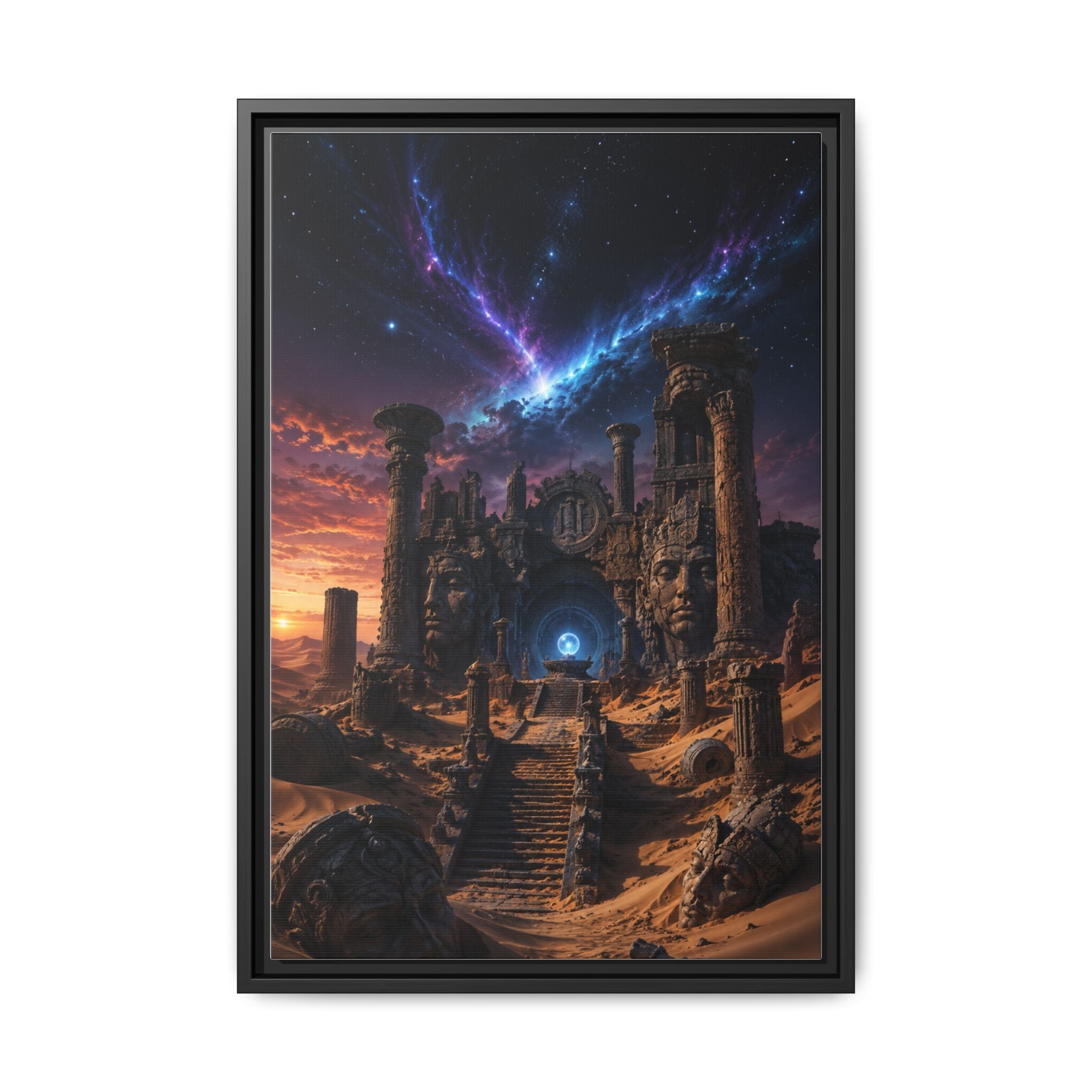 Framed Matte Canvas — Mystical Desert Ruins Nightscape