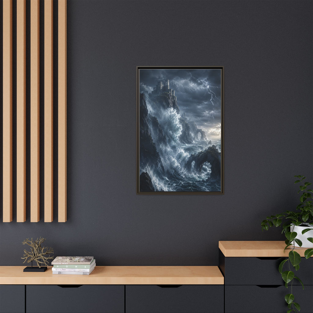 Framed Matte Canvas - Stormy Ocean Fantasy Wall Art