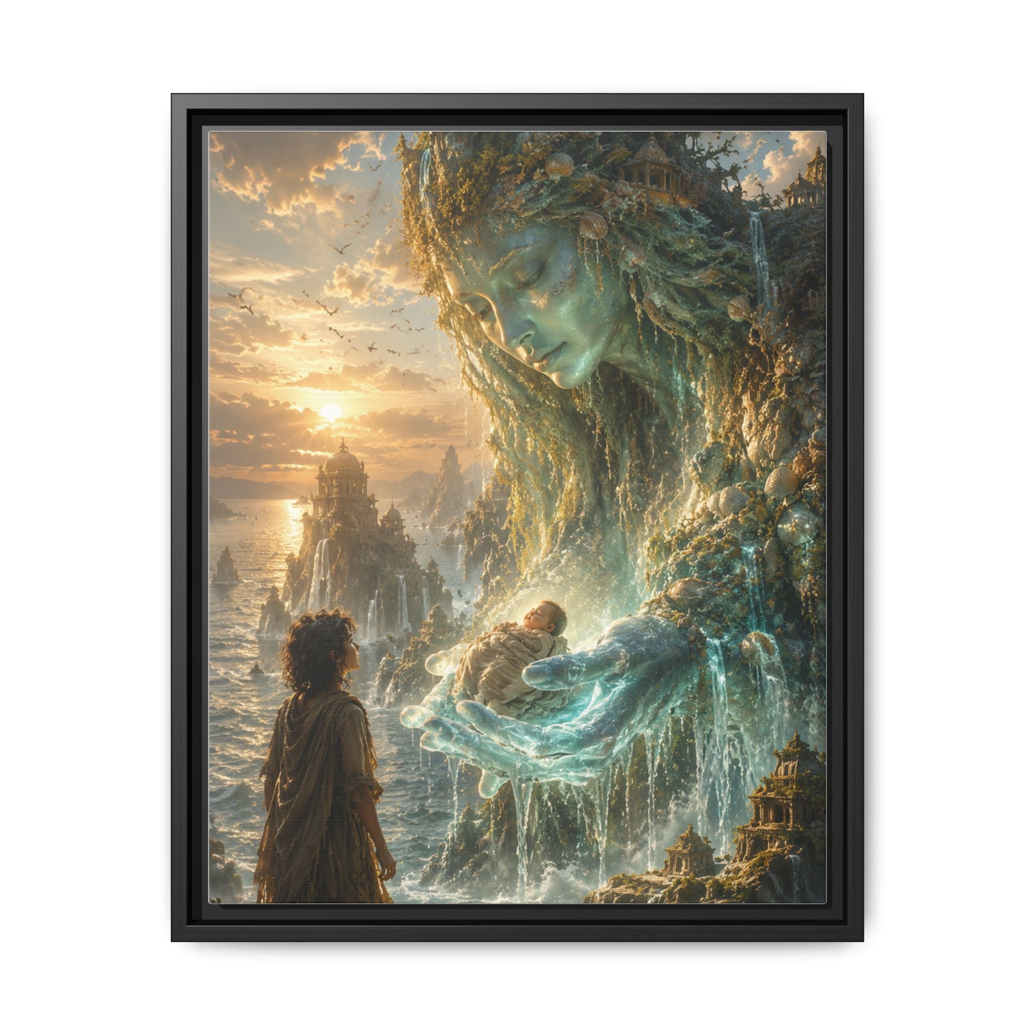 Framed Matte Canvas Print — Ocean Spirit Guardian Fantasy Art