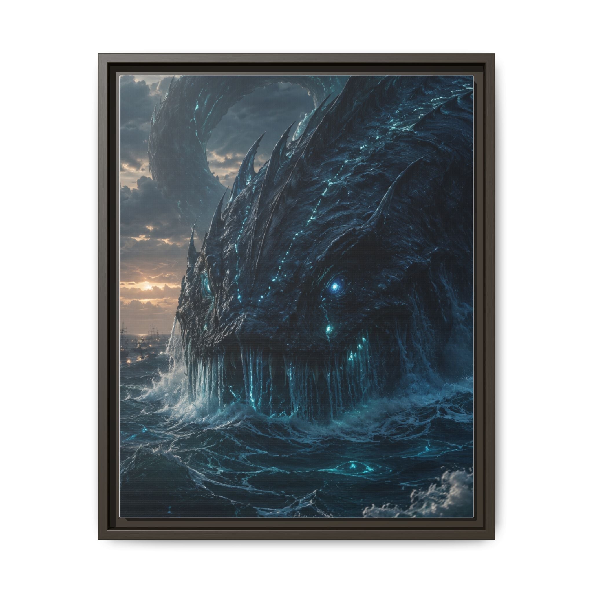 Framed Matte Canvas - Mythic Sea Leviathan Wall Art