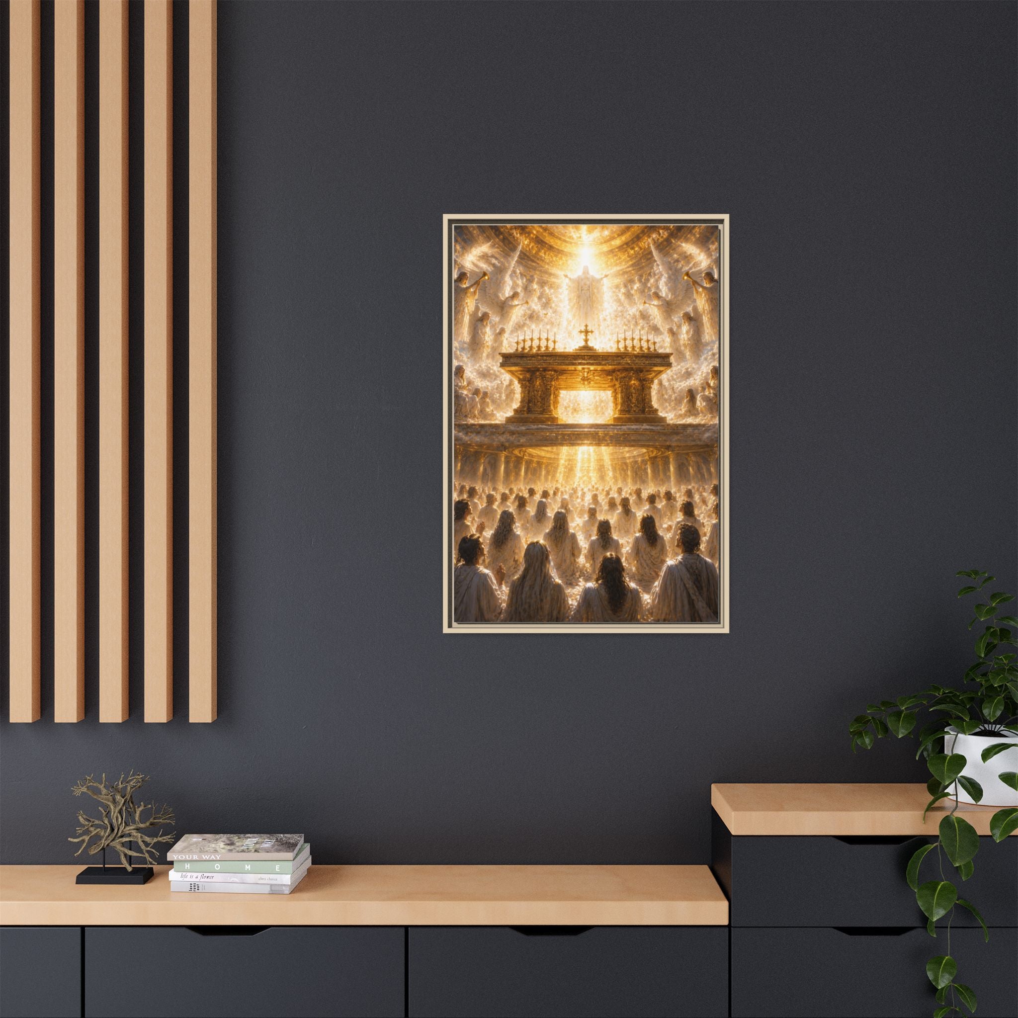 Heavenly Altar Matte Canvas Framed Wall Art — Spiritual Church Scene