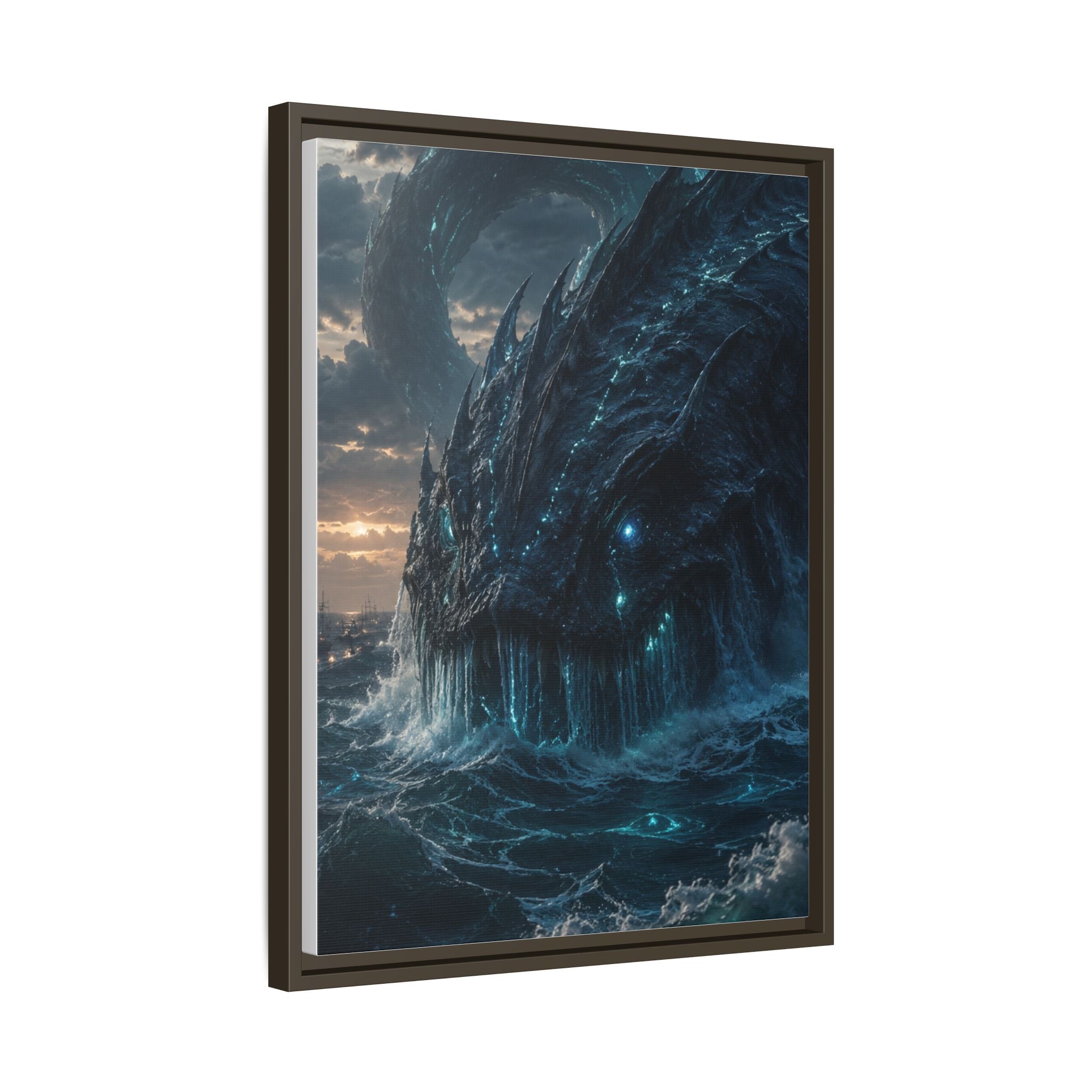 Framed Matte Canvas - Mythic Sea Leviathan Wall Art