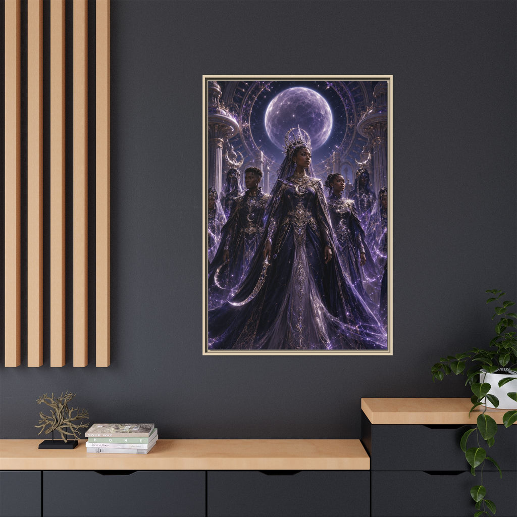 Mystic Moon Queen Framed Matte Canvas Print — Fantasy Royalty Wall Art