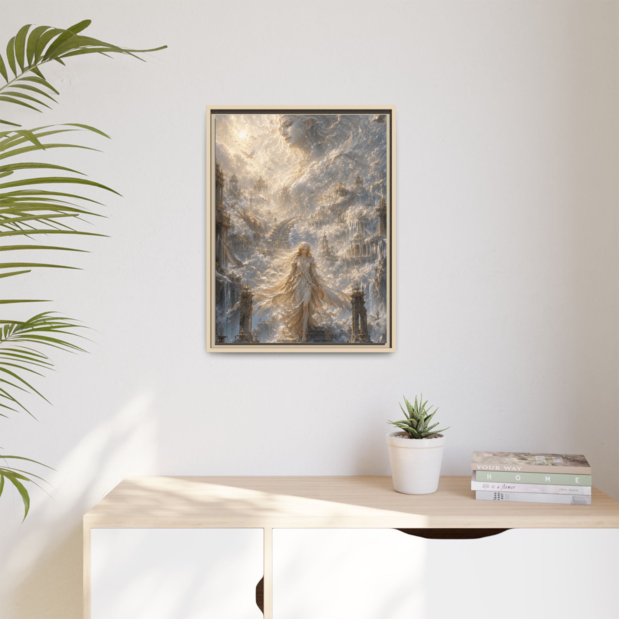 Ethereal Goddess Matte Framed Canvas Art — Dreamlike Fantasy Wall Decor