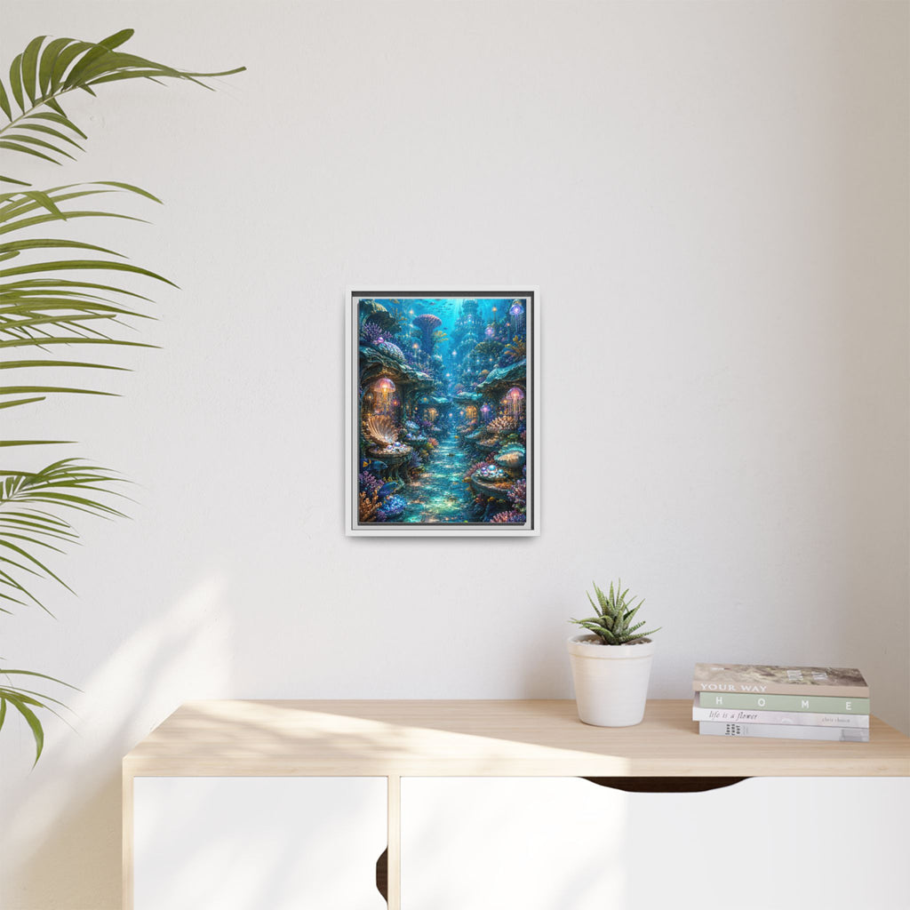 Framed Matte Canvas - Enchanted Underwater Coral Reef Print