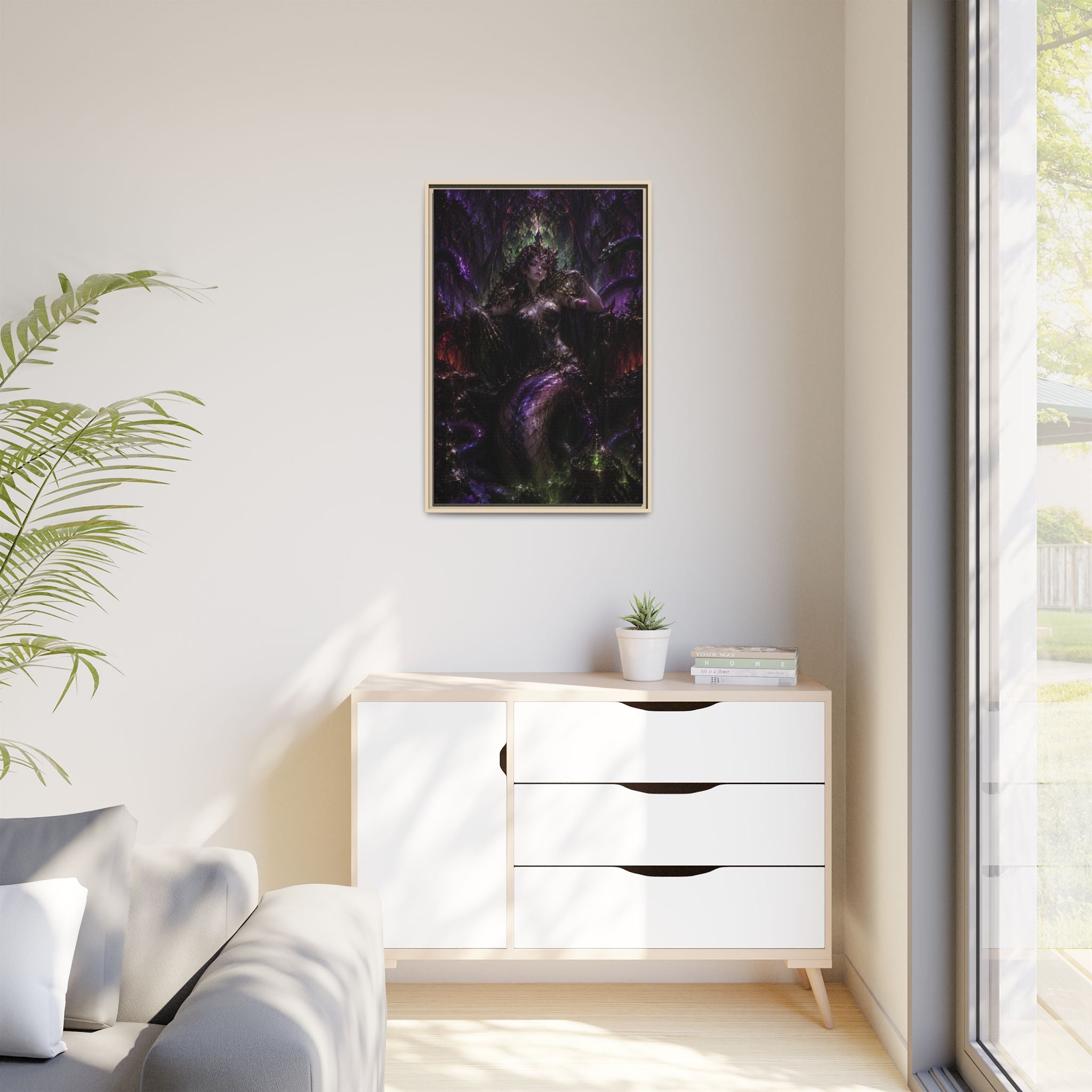 Dark Fantasy Goddess Matte Canvas Print — Framed Multi‑Color Wall Art