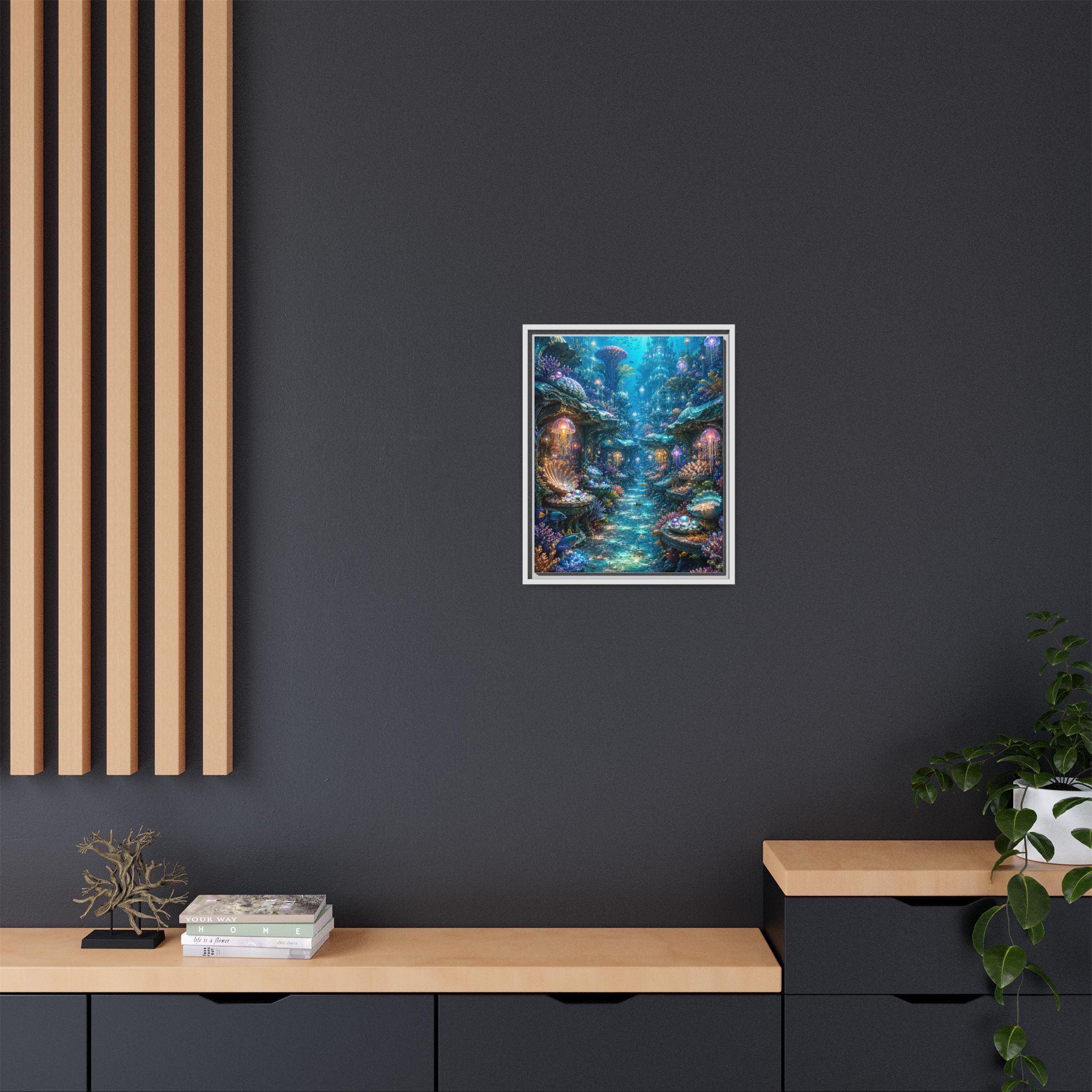 Framed Matte Canvas - Enchanted Underwater Coral Reef Print