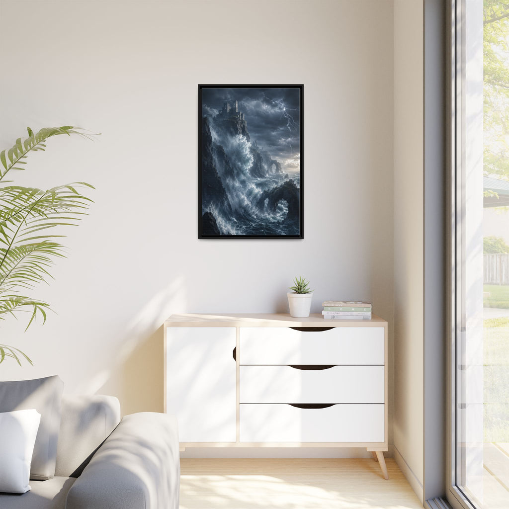Framed Matte Canvas - Stormy Ocean Fantasy Wall Art