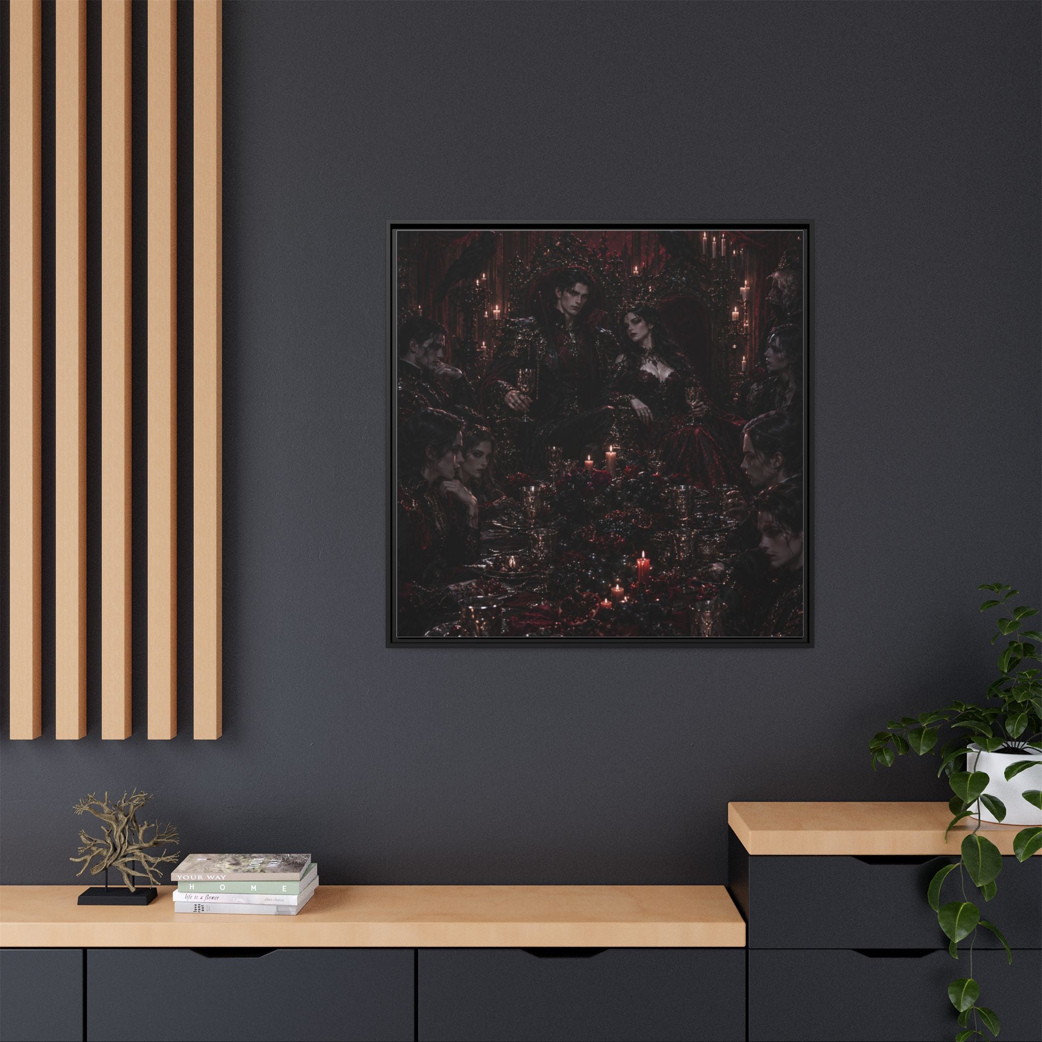 Gothic Victorian Dinner Party Matte Framed Canvas