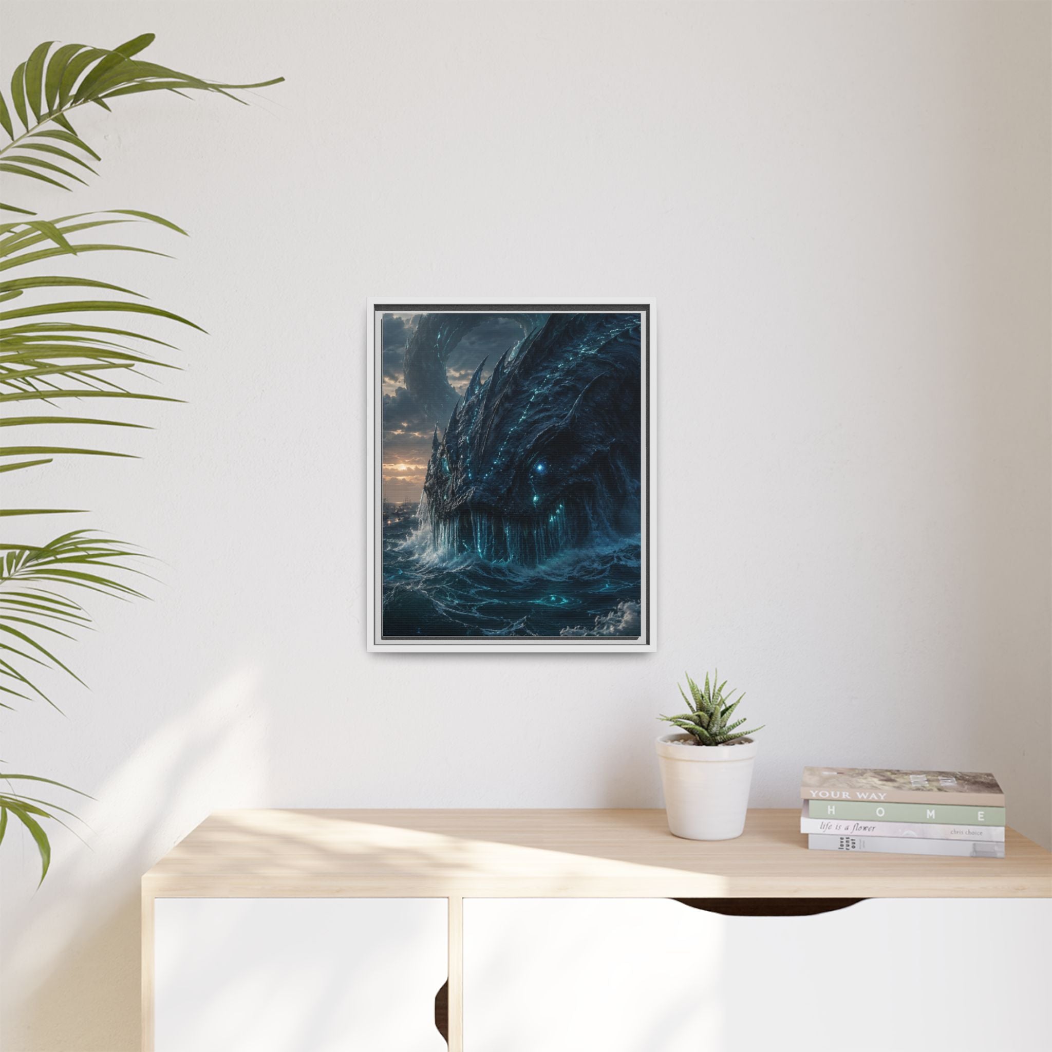 Framed Matte Canvas - Mythic Sea Leviathan Wall Art