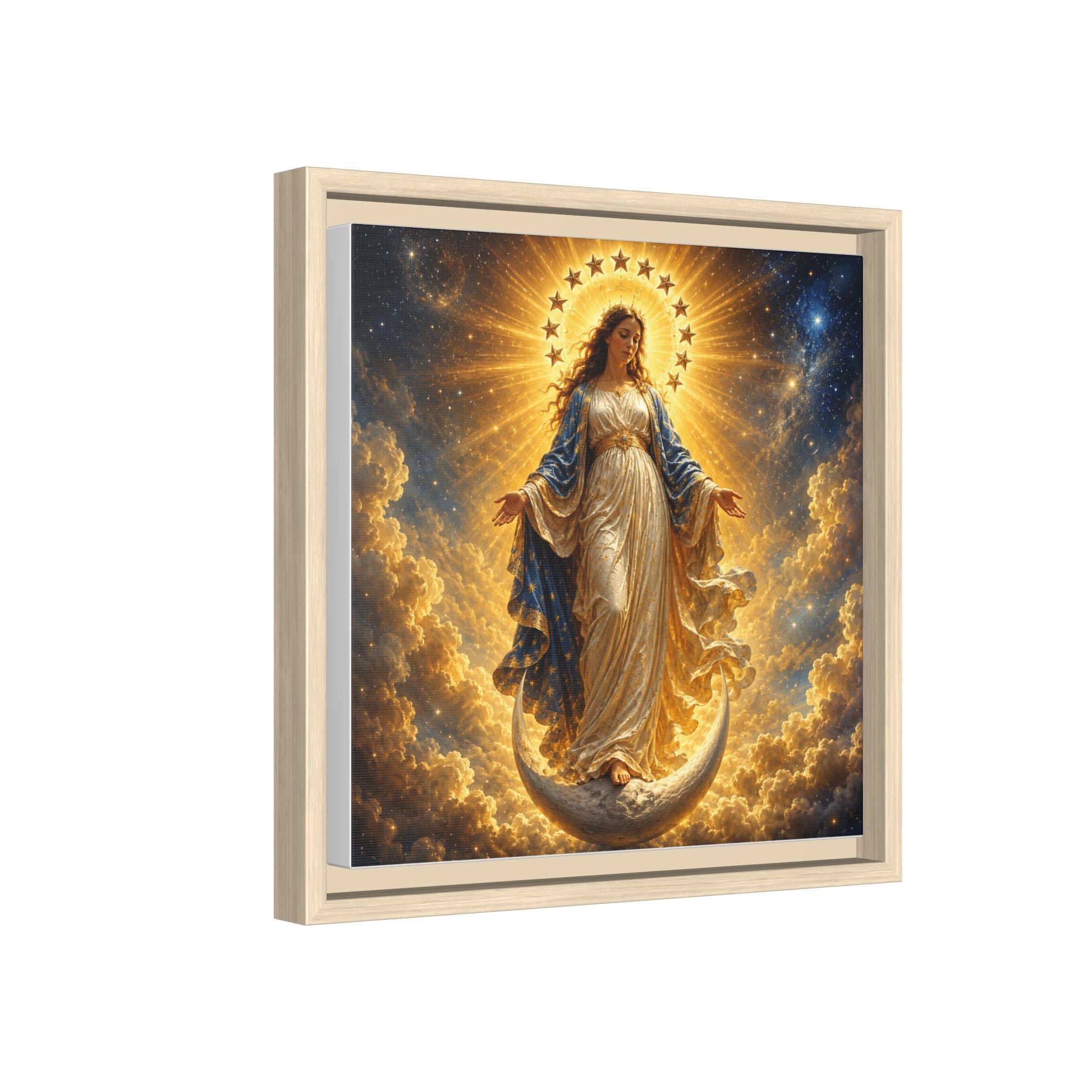Madonna and Childlike Grace Framed Matte Canvas – Radiant Virgin Mary Wall Art