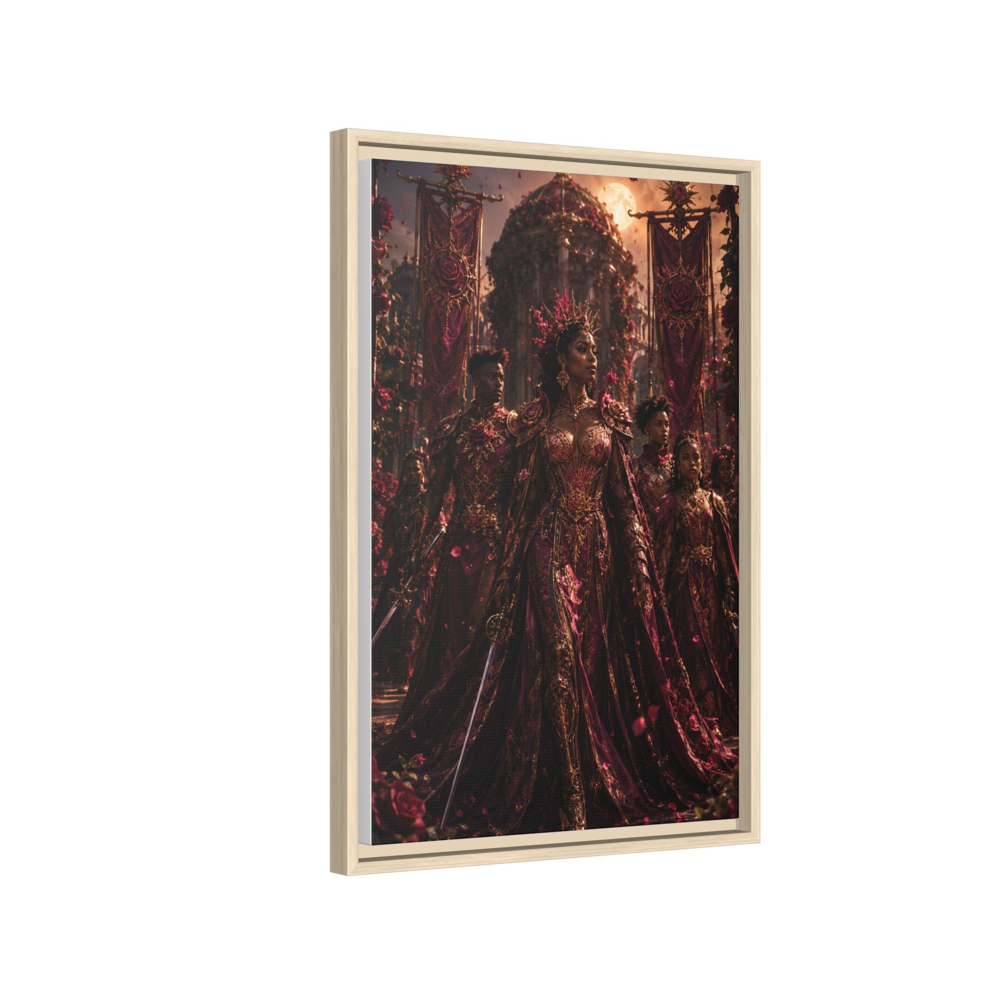 Framed Matte Canvas Art — Regal Fantasy Queen Portrait