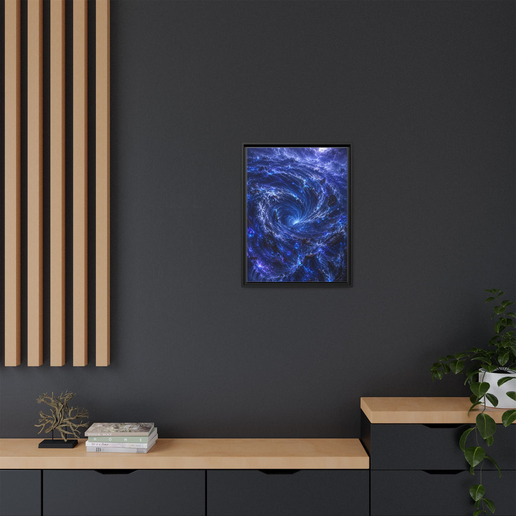 Framed Matte Canvas - Blue Cosmic Vortex Wall Art