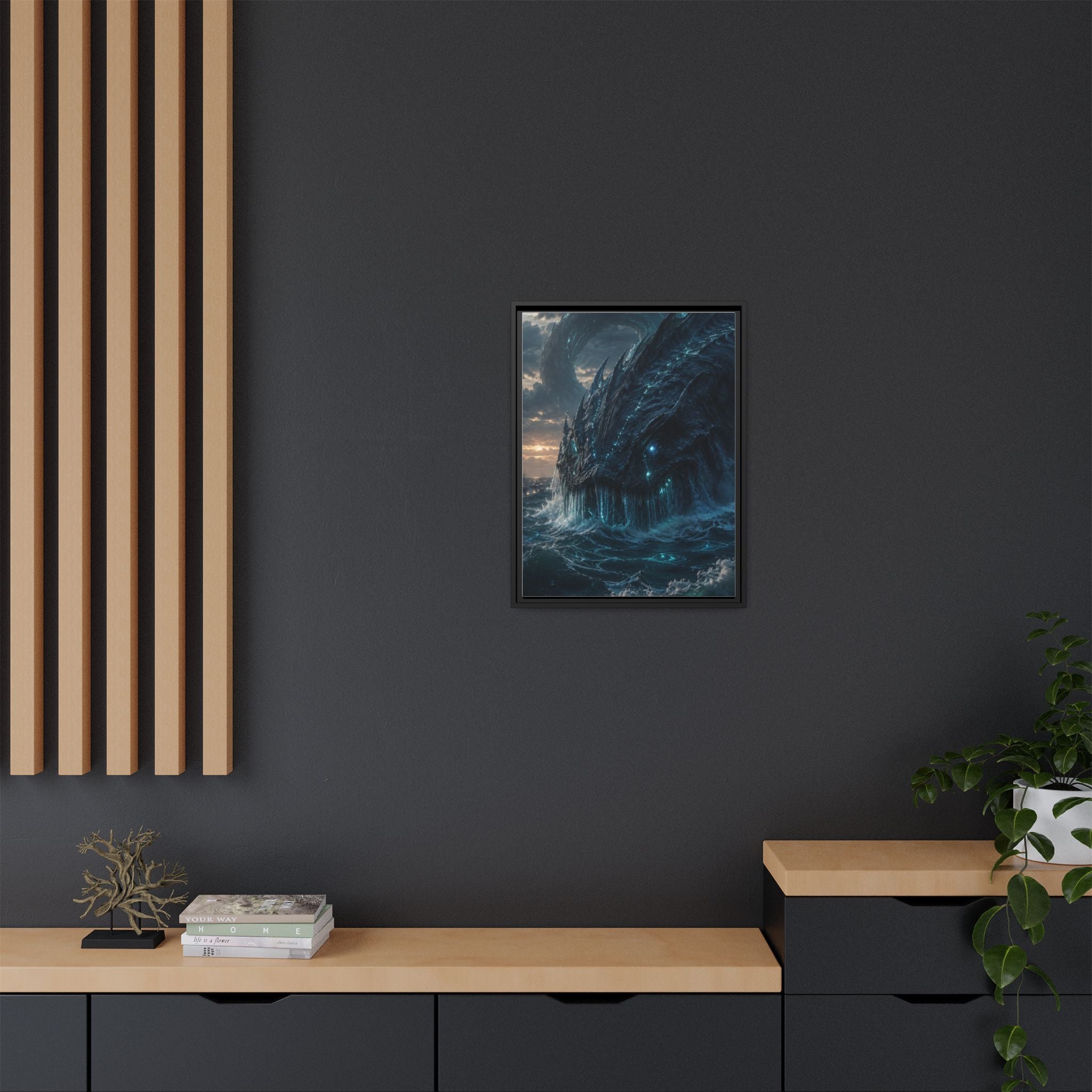 Framed Matte Canvas - Mythic Sea Leviathan Wall Art