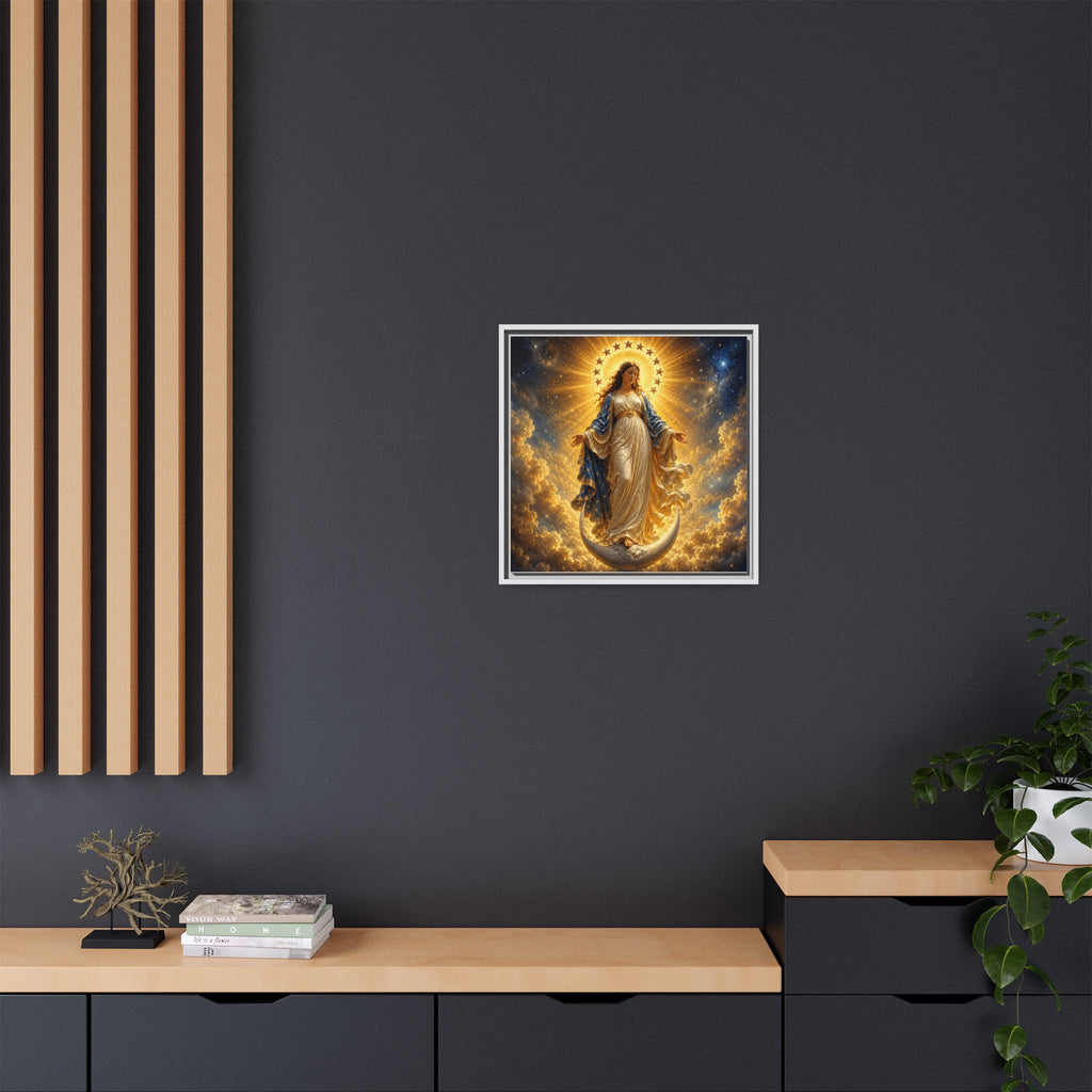 Madonna and Childlike Grace Framed Matte Canvas – Radiant Virgin Mary Wall Art