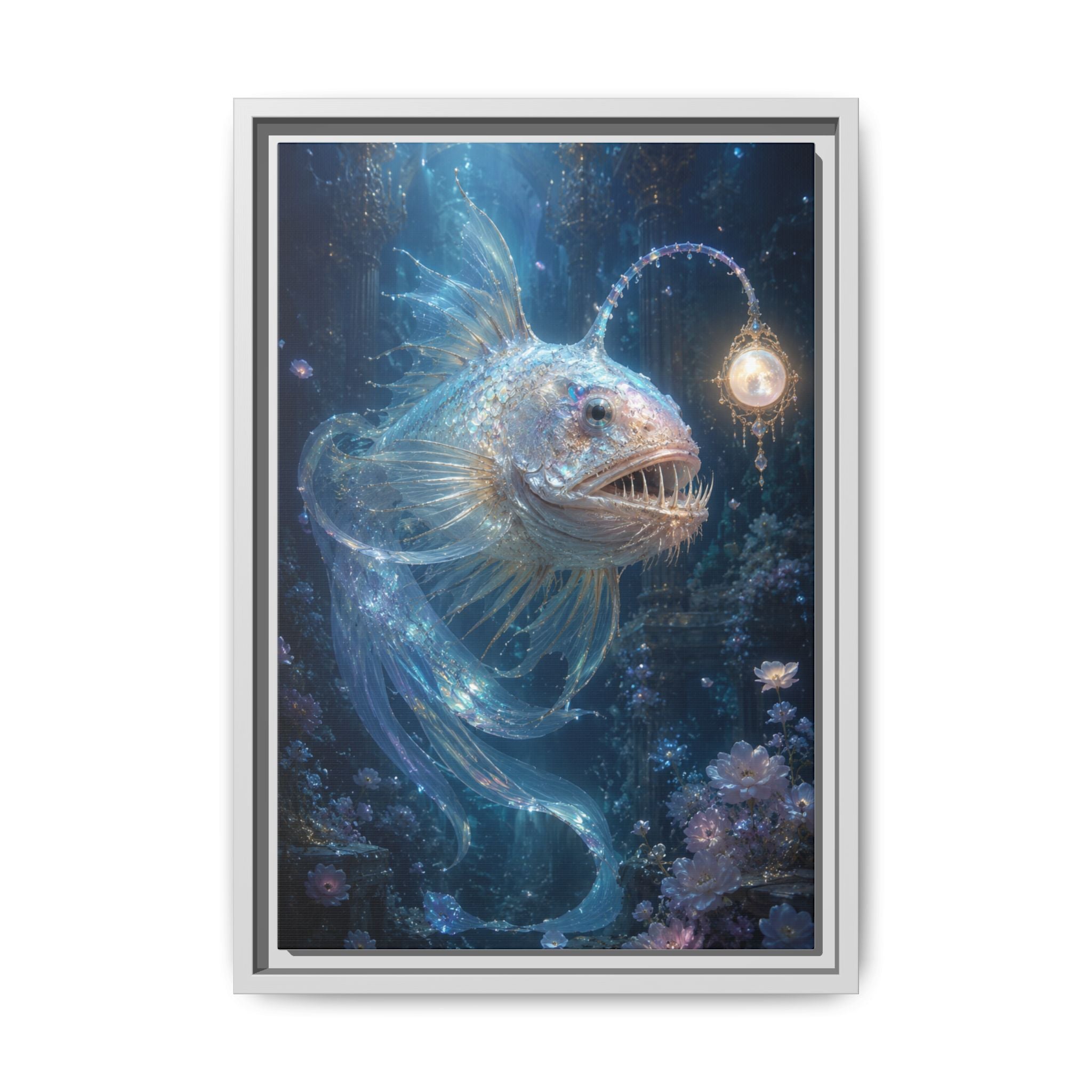 Anglerfish Fantasy Matte Canvas Print — Framed Ocean Wall Art