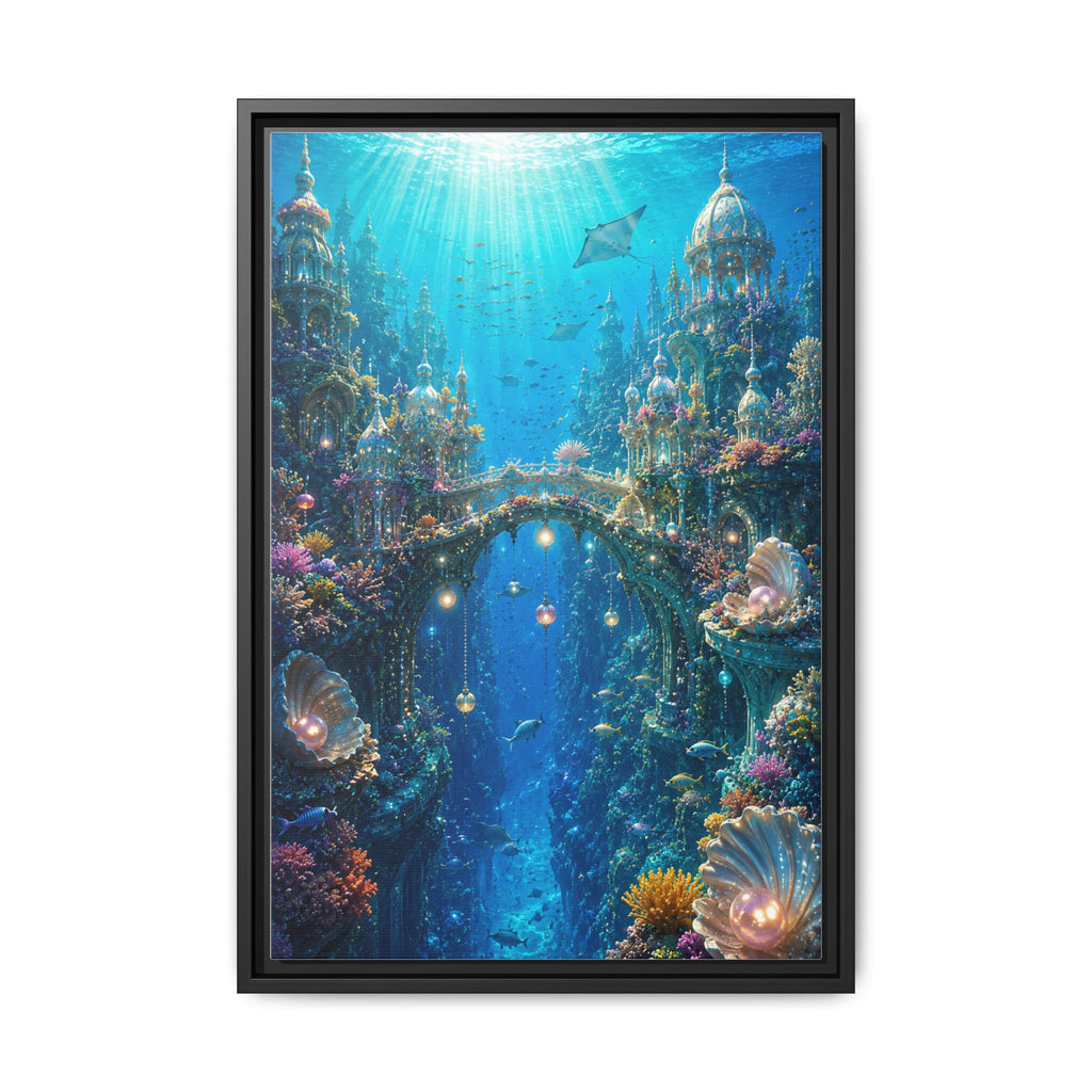 Underwater Fantasy Canvas Print — Framed Matte Ocean City Wall Art
