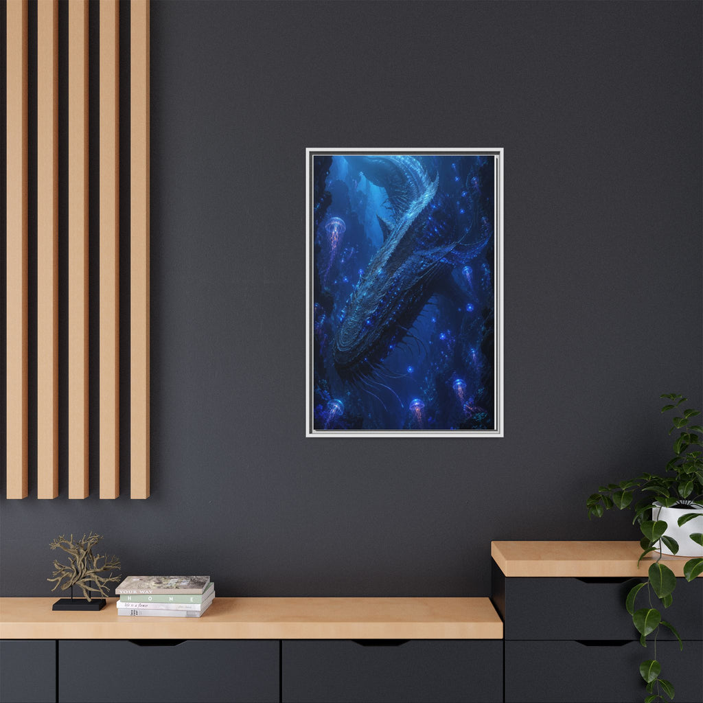 Framed Matte Canvas Art - Deep Sea Leviathan Fantasy Print