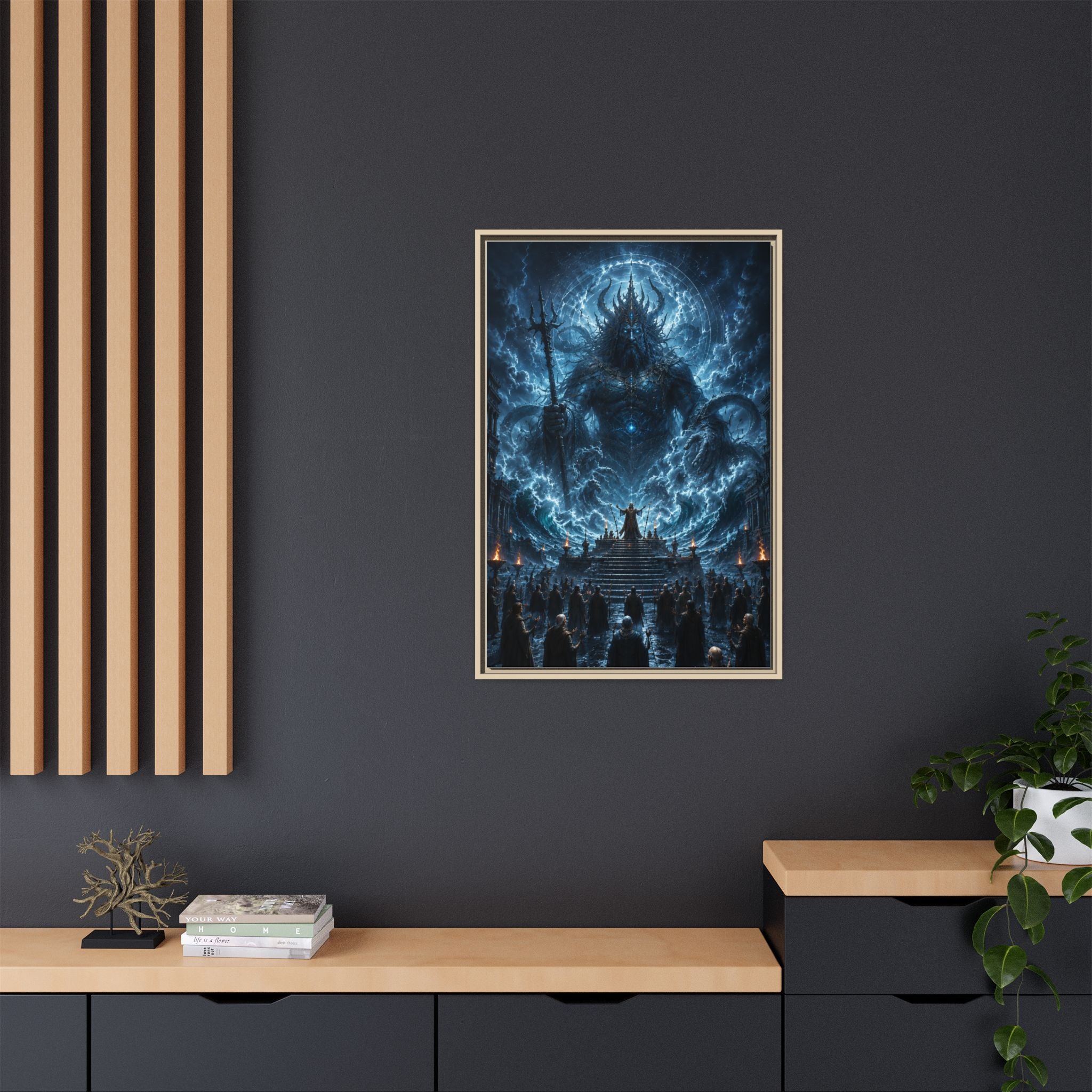 Framed Matte Canvas — Cosmic Dark Deity Art Print