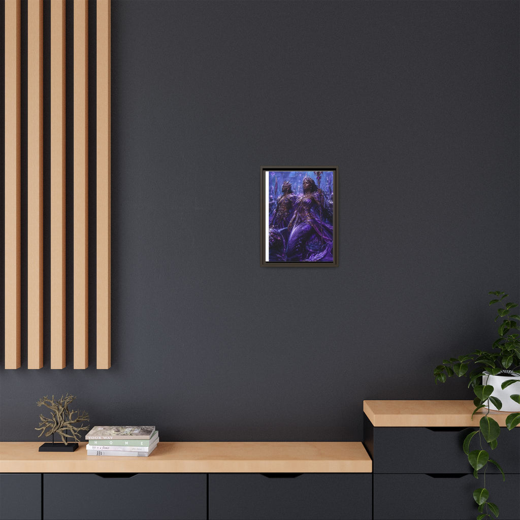 Framed Matte Canvas Print — Regal Underwater Merfolk Royalty (Purple)