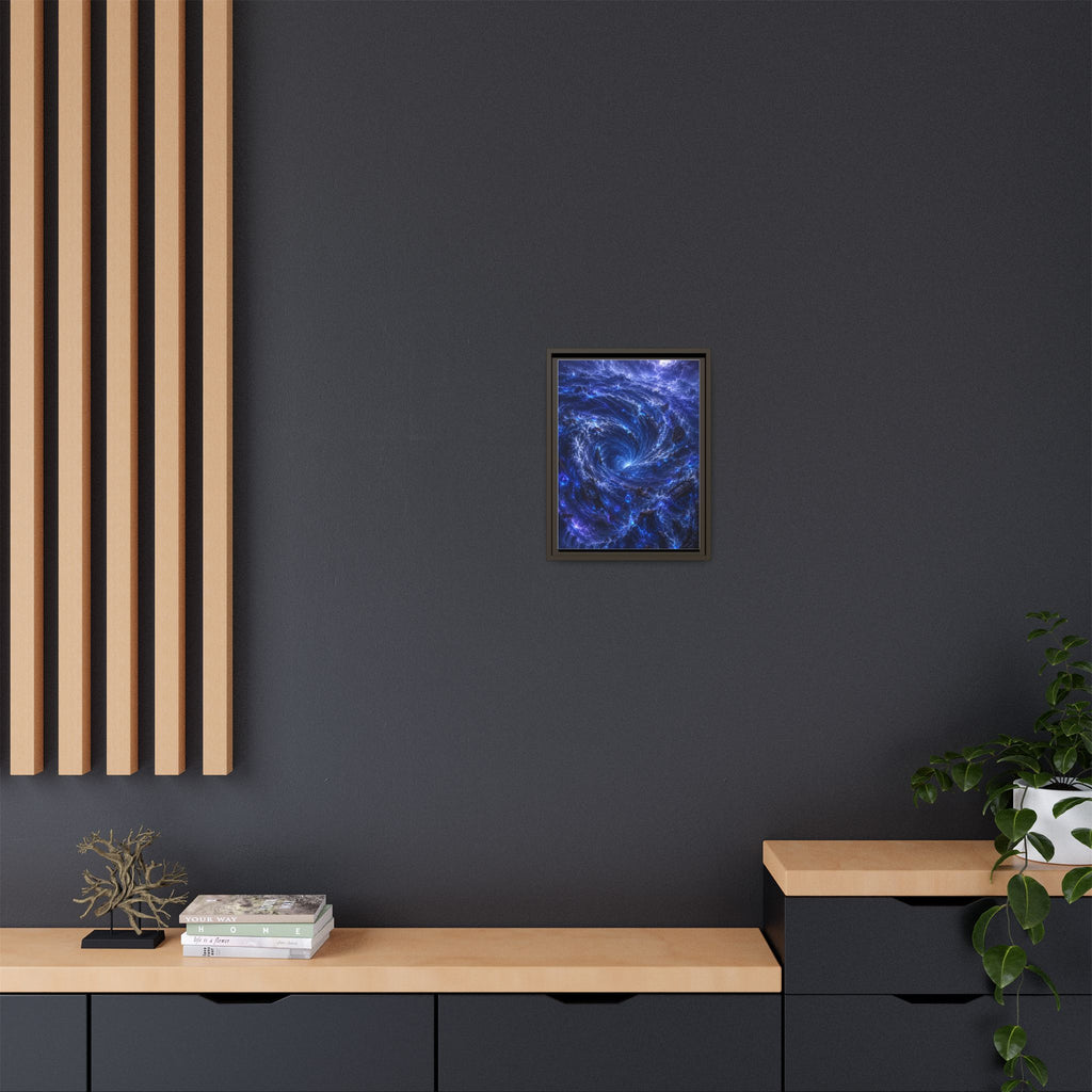 Framed Matte Canvas - Blue Cosmic Vortex Wall Art