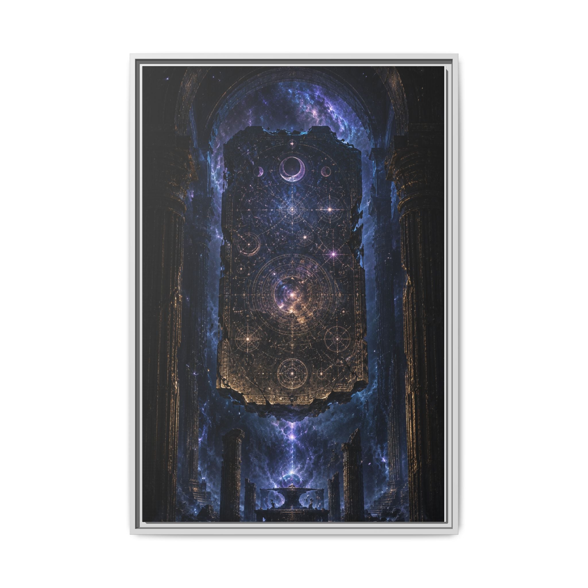 Framed Matte Canvas Wall Art — Cosmic Cathedral Galaxy Print