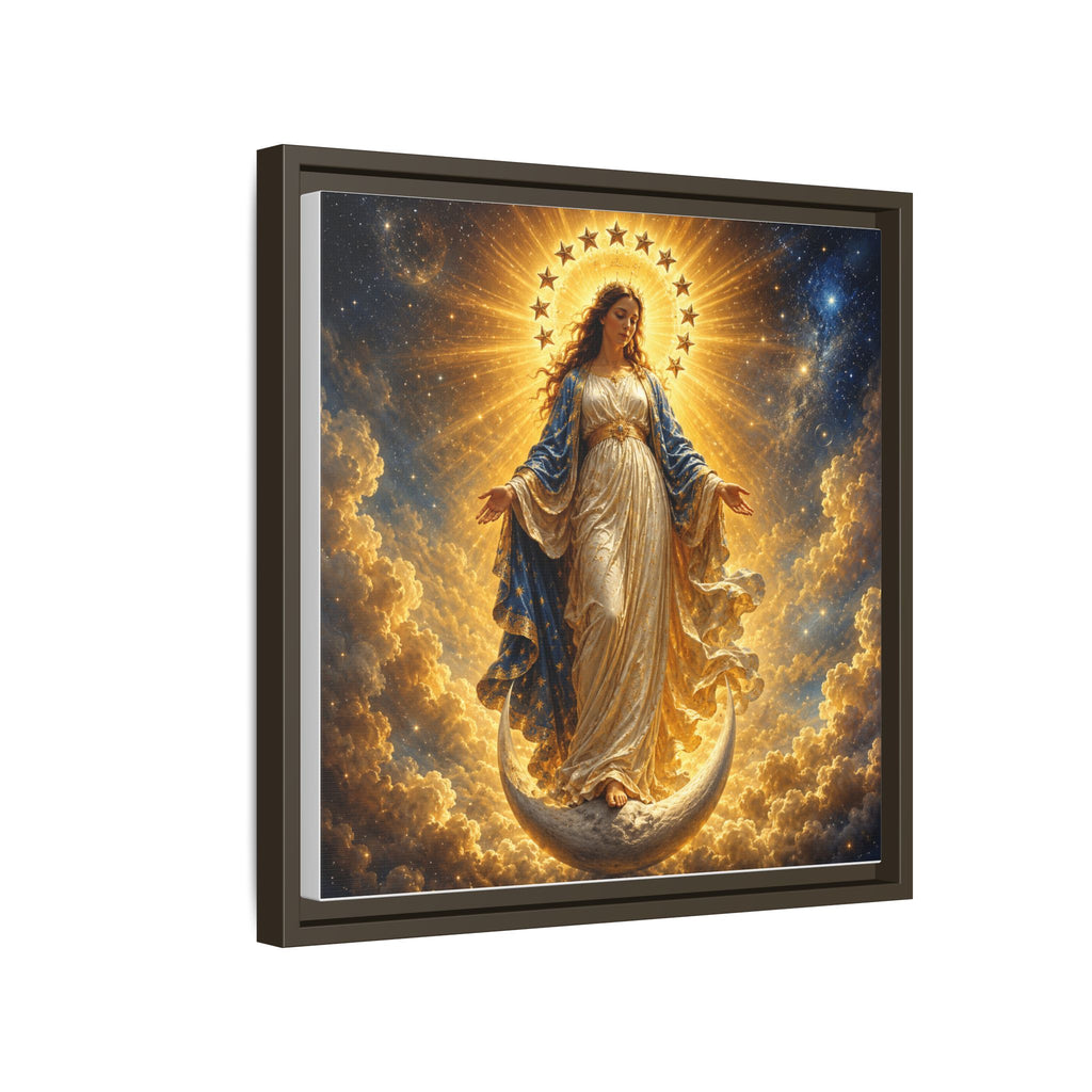 Madonna and Childlike Grace Framed Matte Canvas – Radiant Virgin Mary Wall Art
