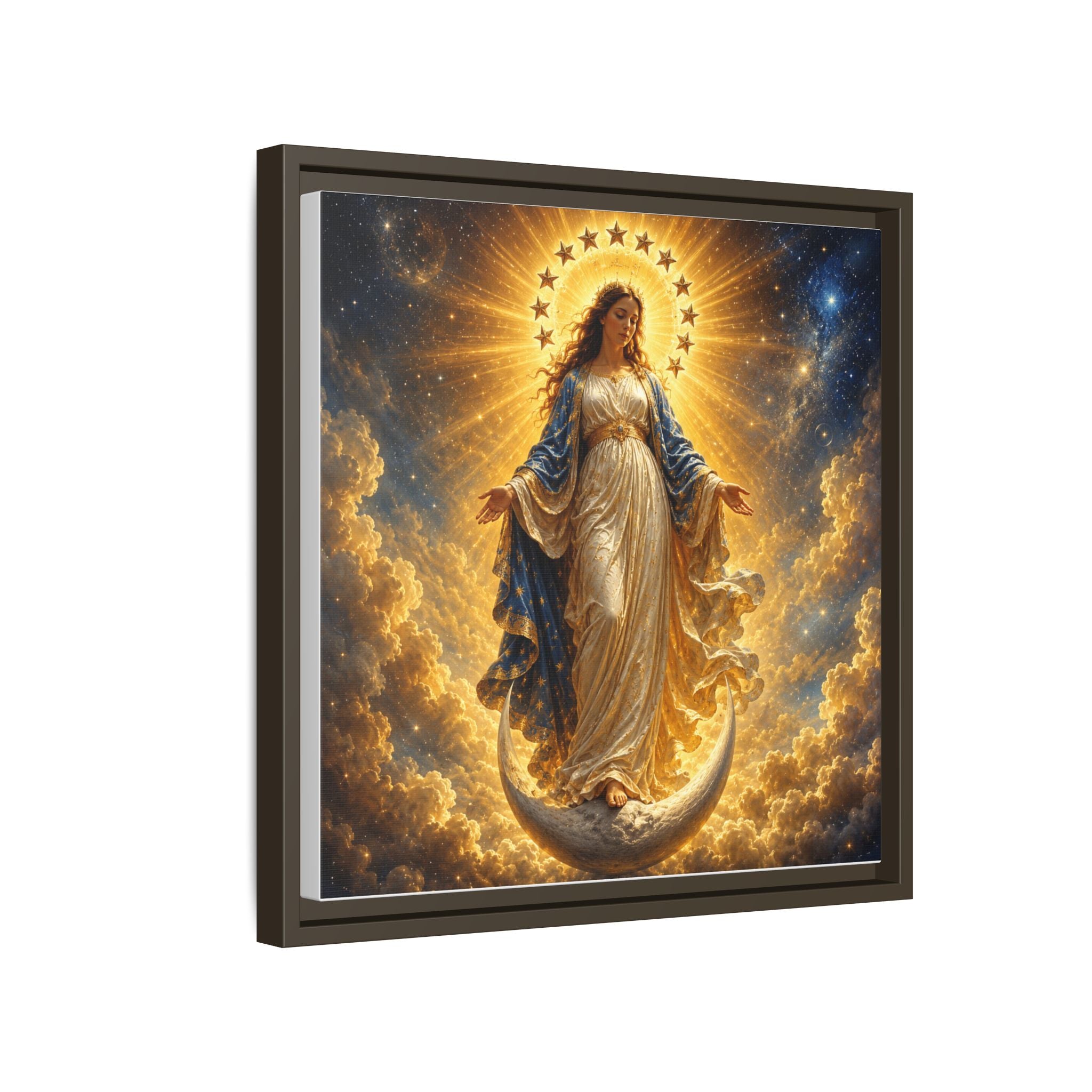 Madonna and Childlike Grace Framed Matte Canvas – Radiant Virgin Mary Wall Art