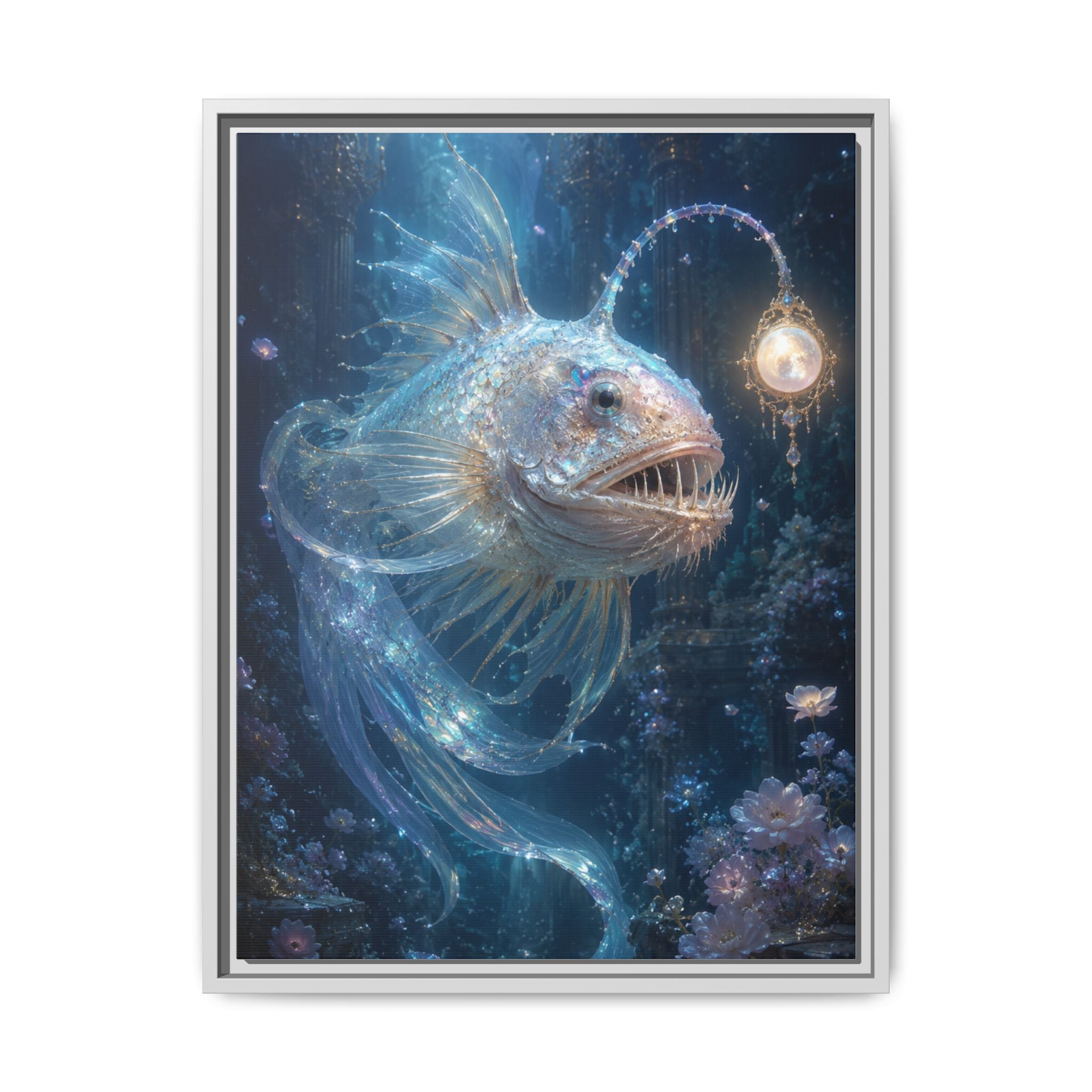 Anglerfish Fantasy Matte Canvas Print — Framed Ocean Wall Art