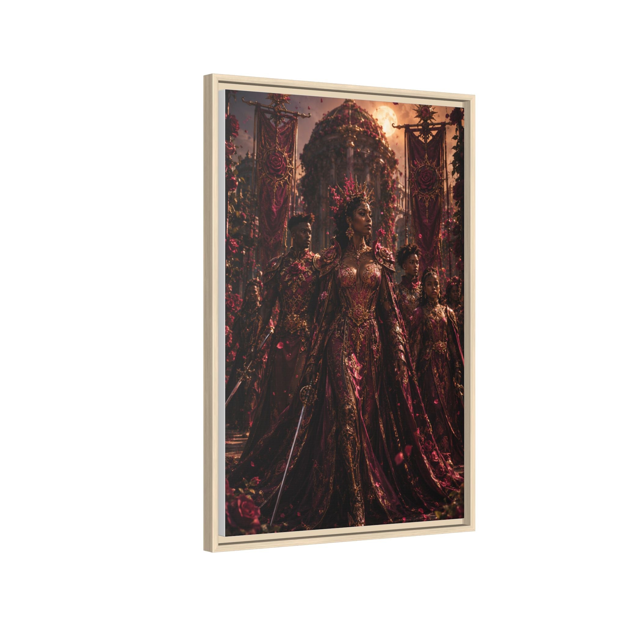 Framed Matte Canvas Art — Regal Fantasy Queen Portrait