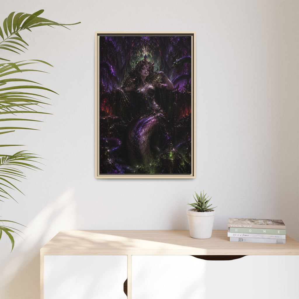 Dark Fantasy Goddess Matte Canvas Print — Framed Multi‑Color Wall Art