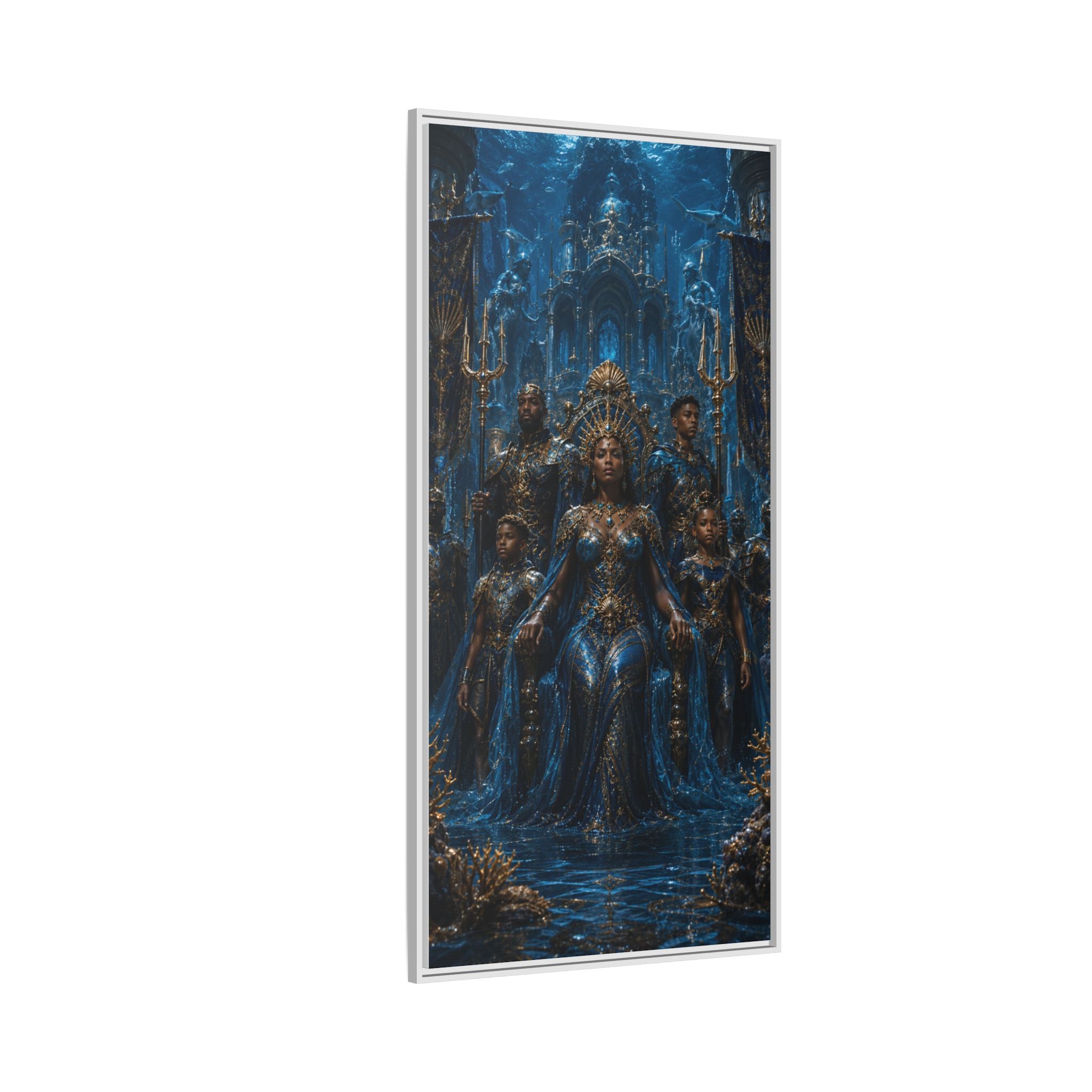 Underwater Queen Matte Framed Canvas — Oceanic Fantasy Wall Art