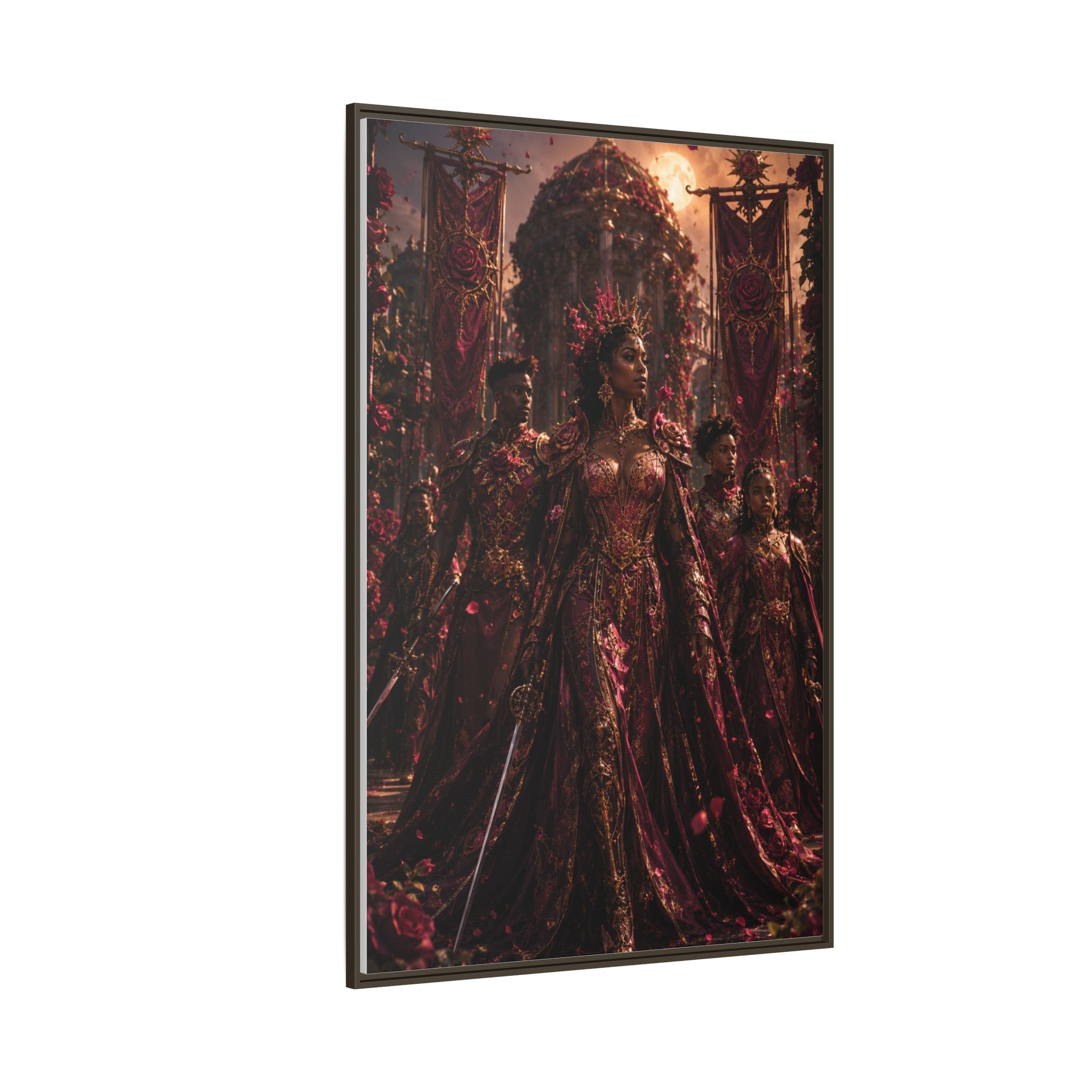 Framed Matte Canvas Art — Regal Fantasy Queen Portrait