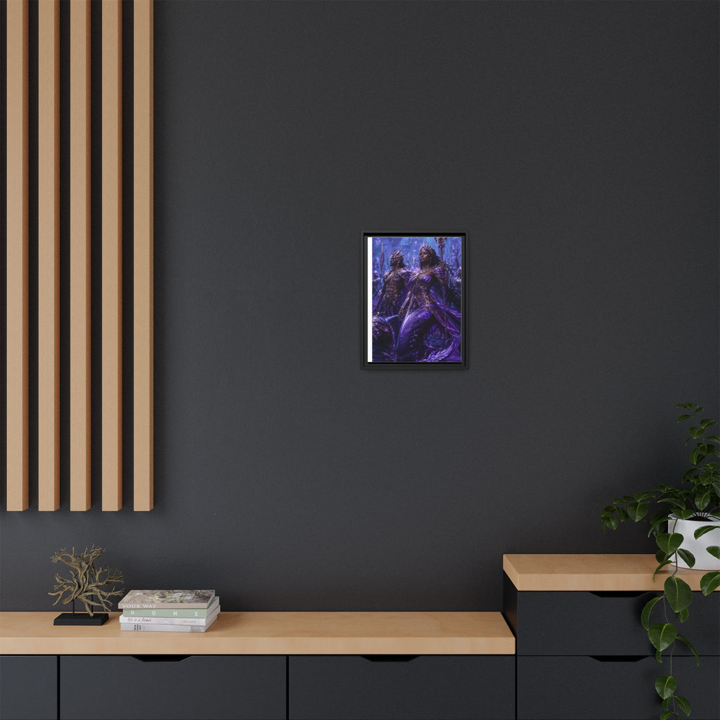 Framed Matte Canvas Print — Regal Underwater Merfolk Royalty (Purple)