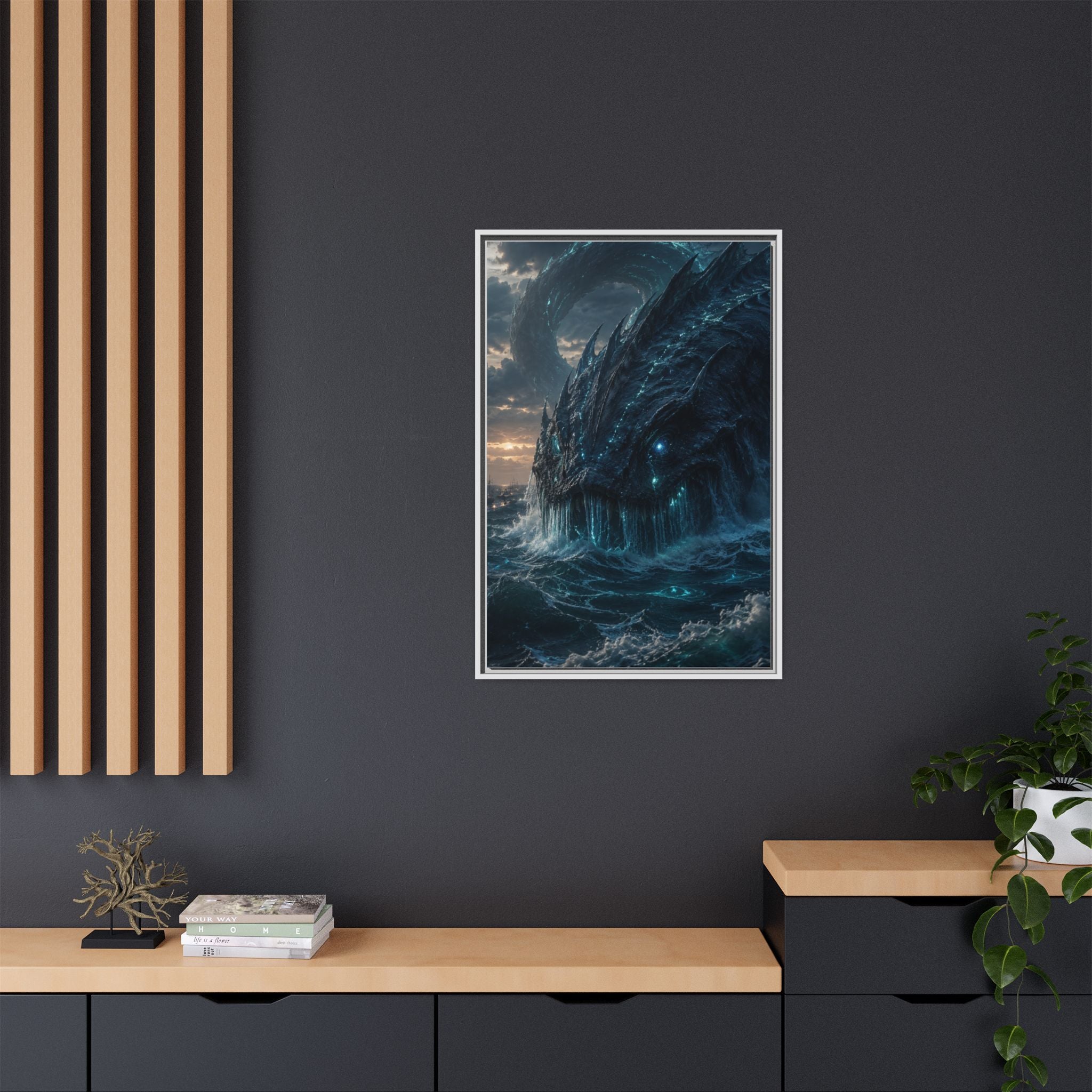 Framed Matte Canvas - Mythic Sea Leviathan Wall Art