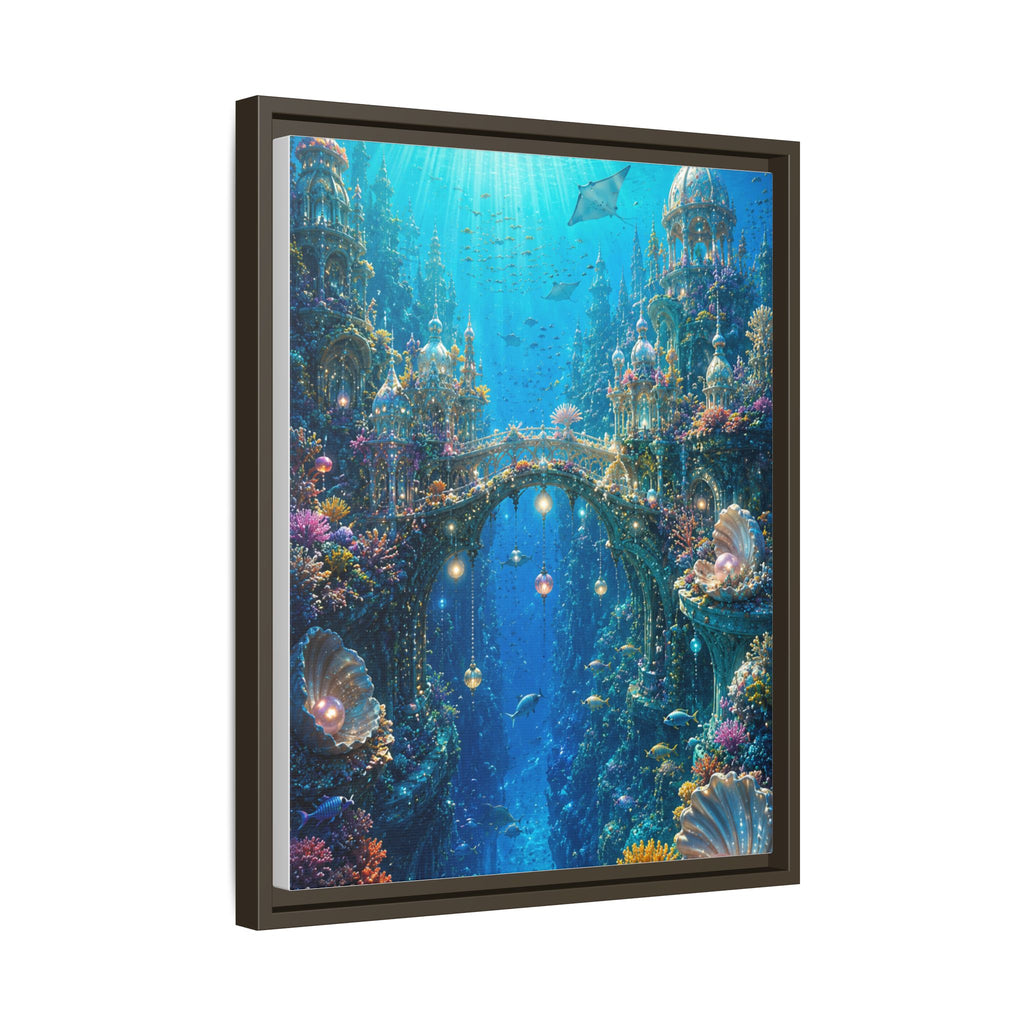 Underwater Fantasy Matte Canvas Framed Print — Ocean City Coral Reef Wall Art