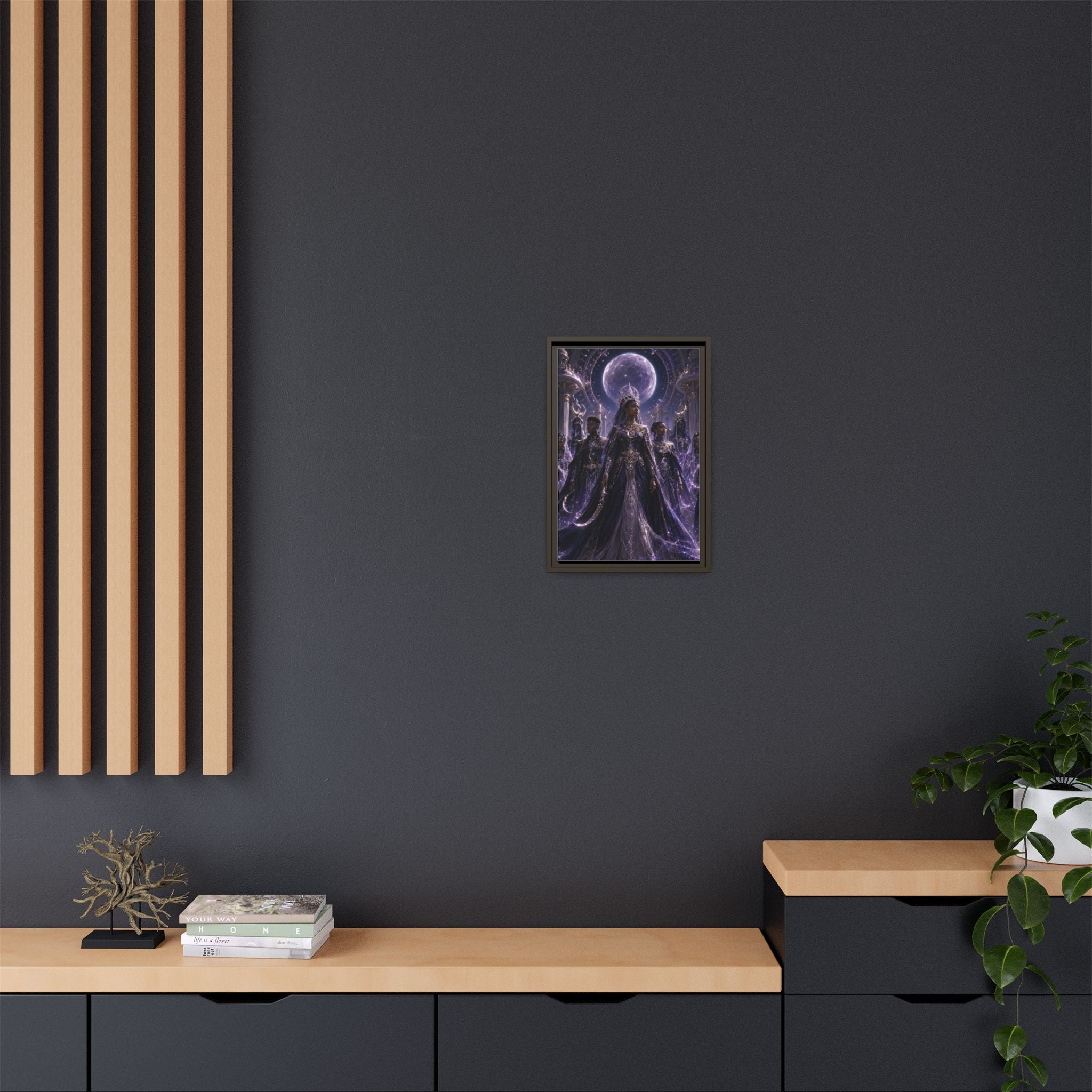Mystic Moon Queen Framed Matte Canvas Print — Fantasy Royalty Wall Art