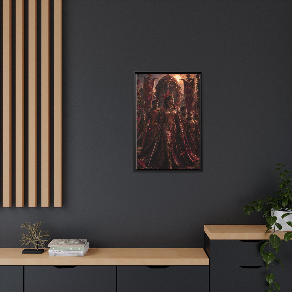 Framed Matte Canvas Art — Regal Fantasy Queen Portrait