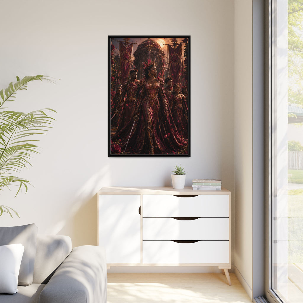 Framed Matte Canvas Art — Regal Fantasy Queen Portrait
