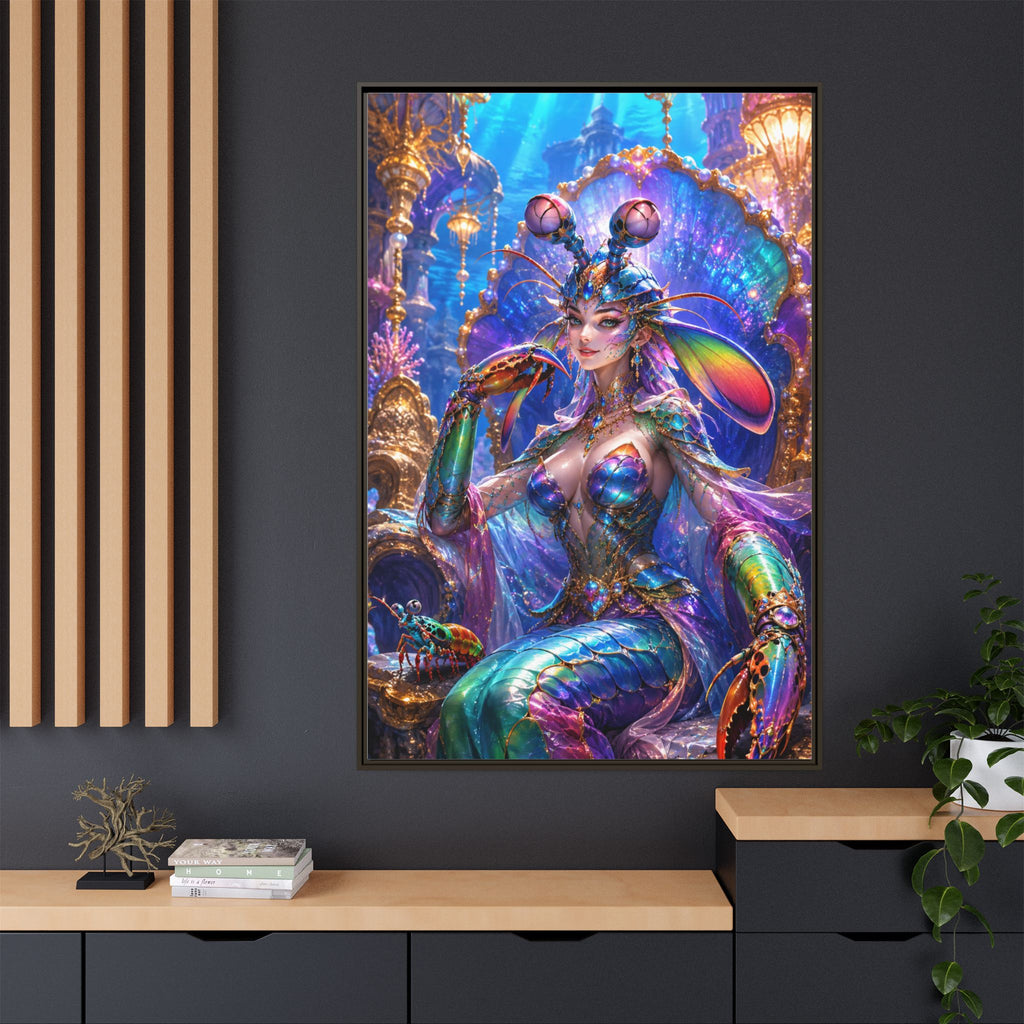 Mermaid Queen Framed Matte Canvas Art — Vibrant Fantasy Underwater Wall Decor