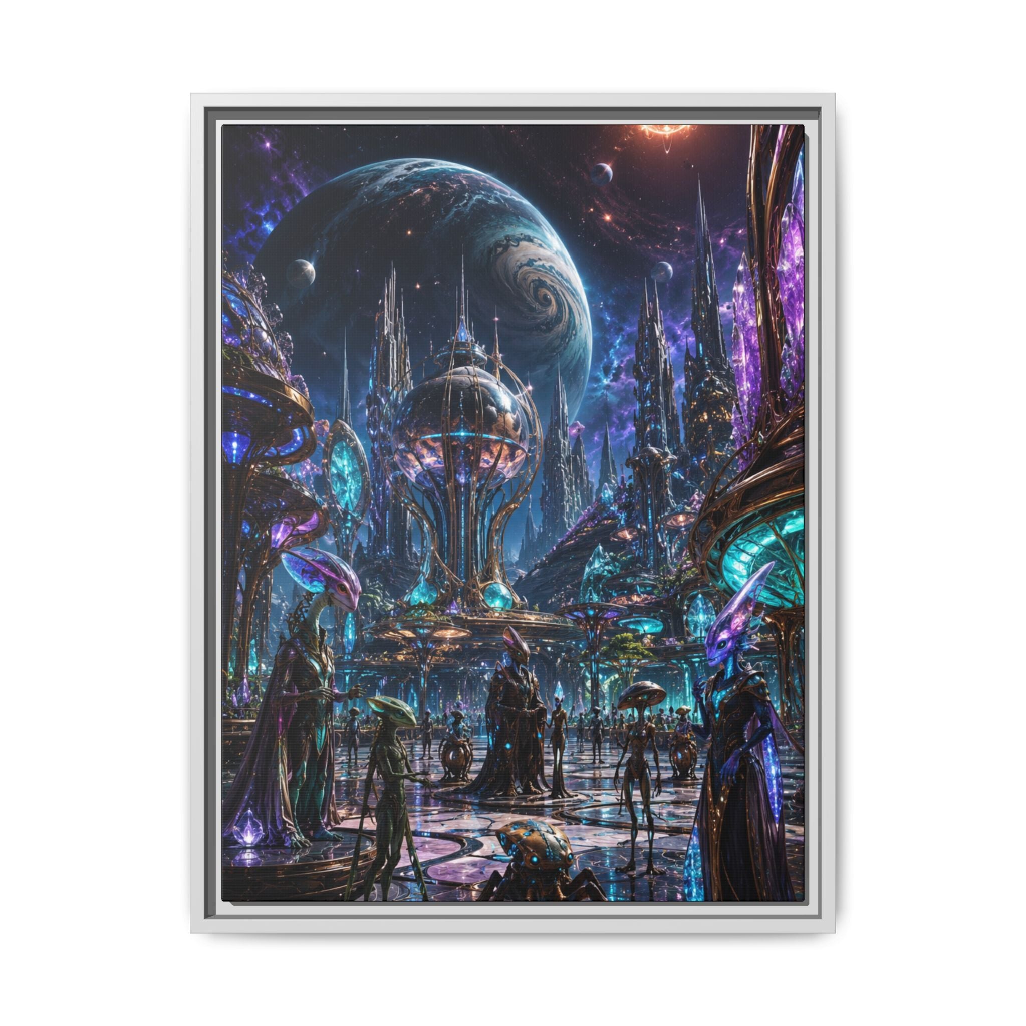 Fine Art Paper Print - Neon Sci‑Fi Cityscape Wall Art