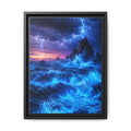 Framed Matte Canvas Art — Electric Stormy Ocean Landscape