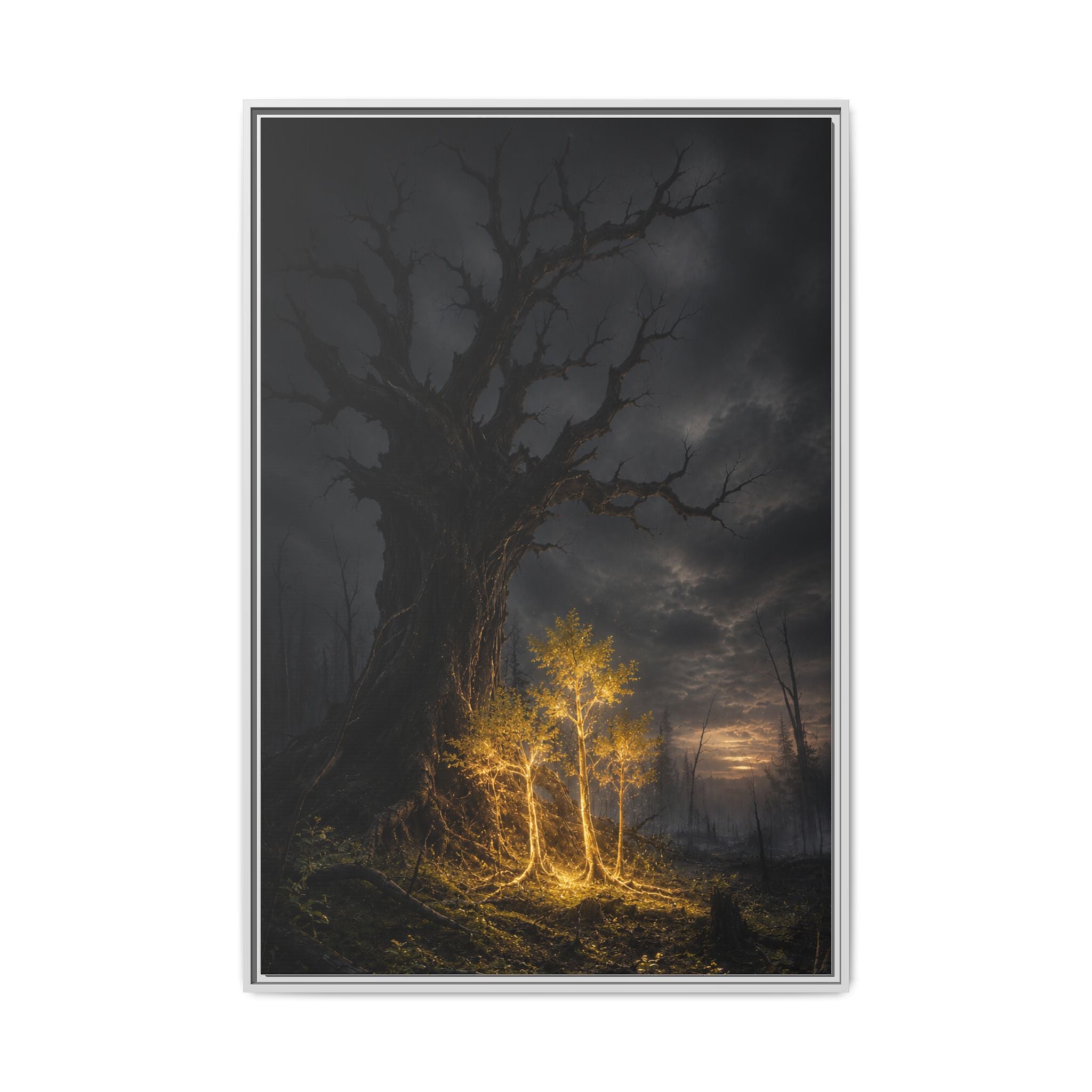 Framed Matte Canvas — Glowing Enchanted Tree Wall Art