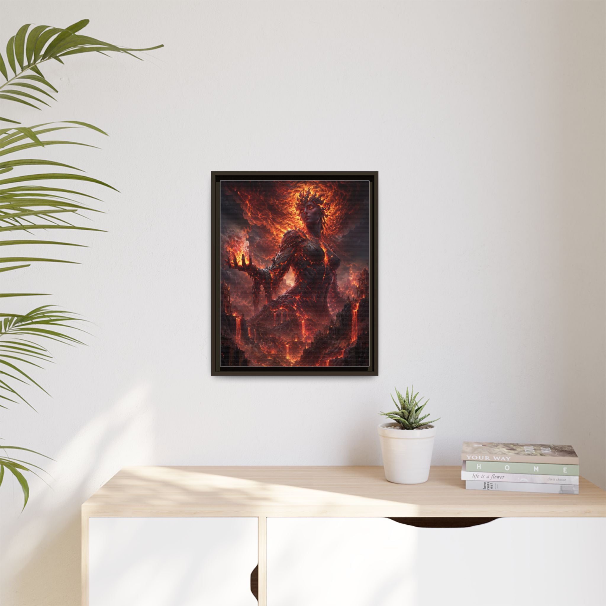 Framed Matte Canvas — Fiery Demon Goddess Wall Art