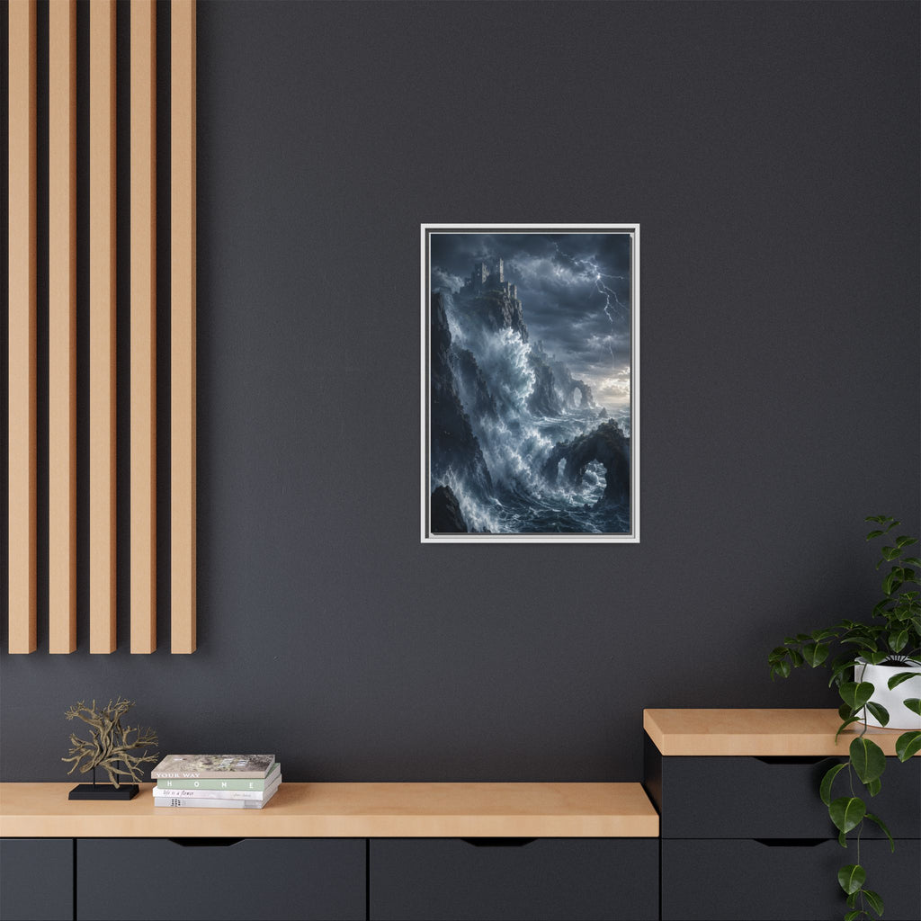 Framed Matte Canvas - Stormy Ocean Fantasy Wall Art