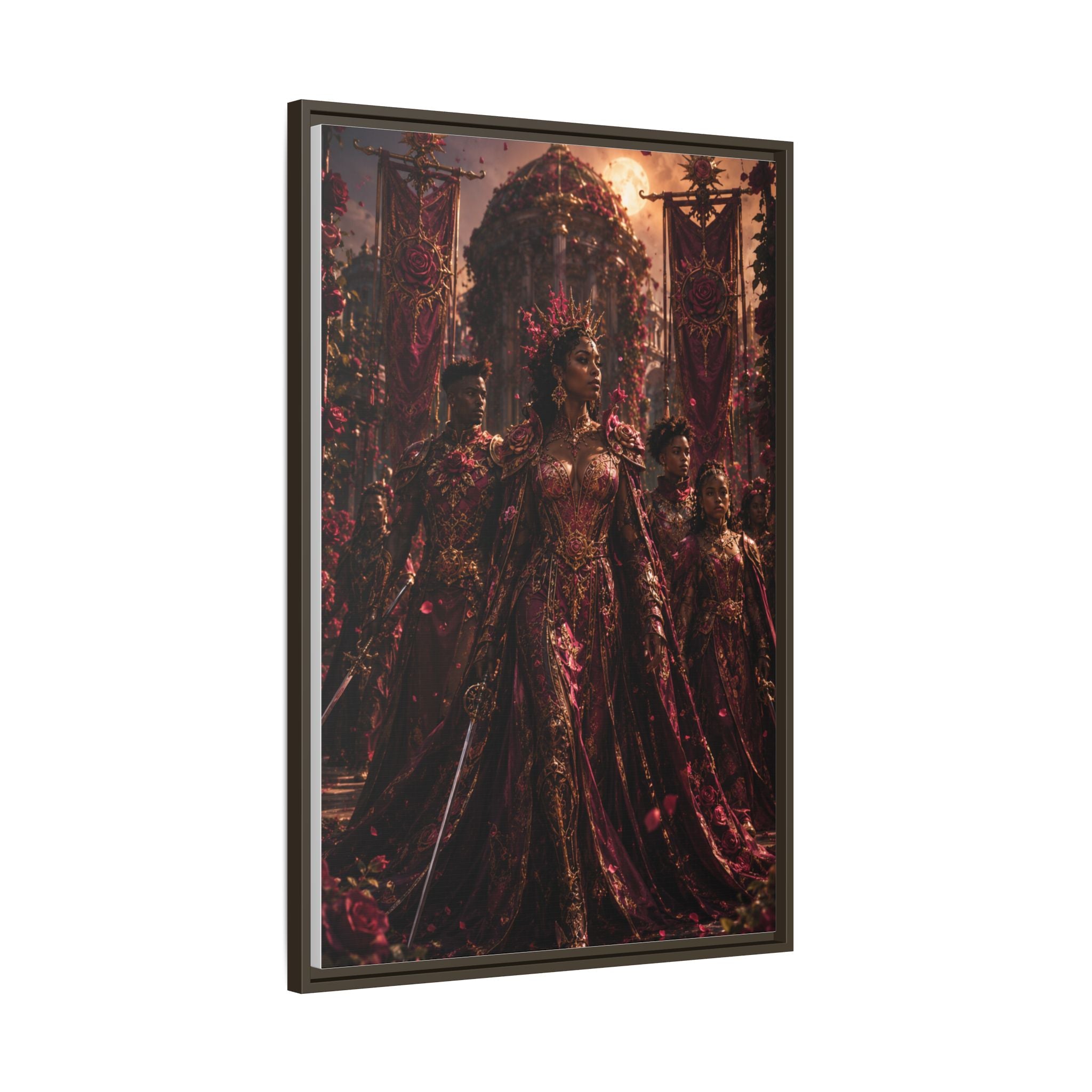 Framed Matte Canvas Art — Regal Fantasy Queen Portrait