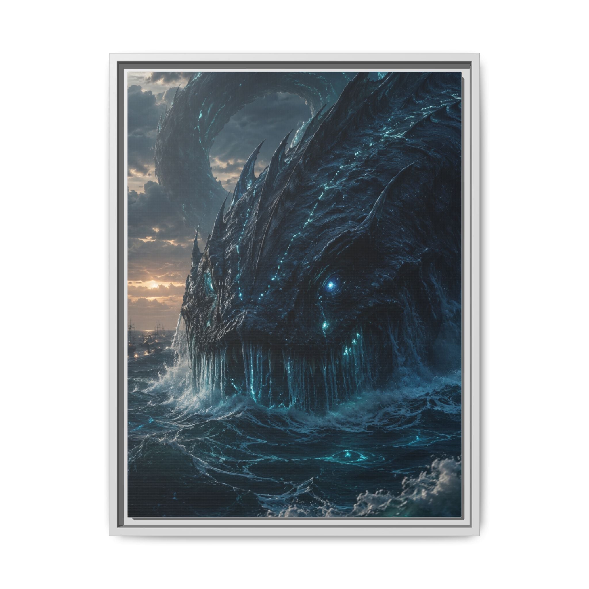 Framed Matte Canvas - Mythic Sea Leviathan Wall Art