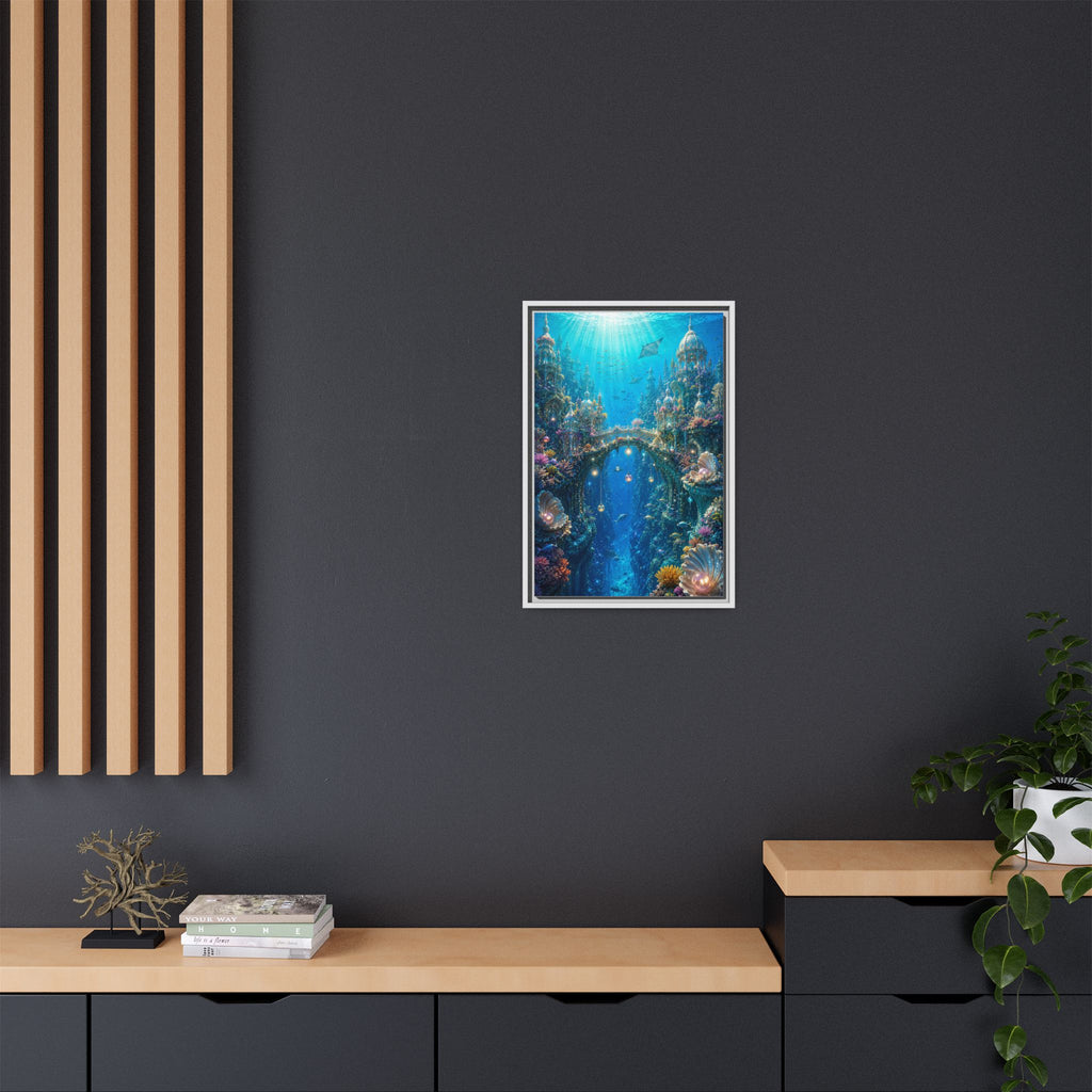 Underwater Fantasy Canvas Print — Framed Matte Ocean City Wall Art